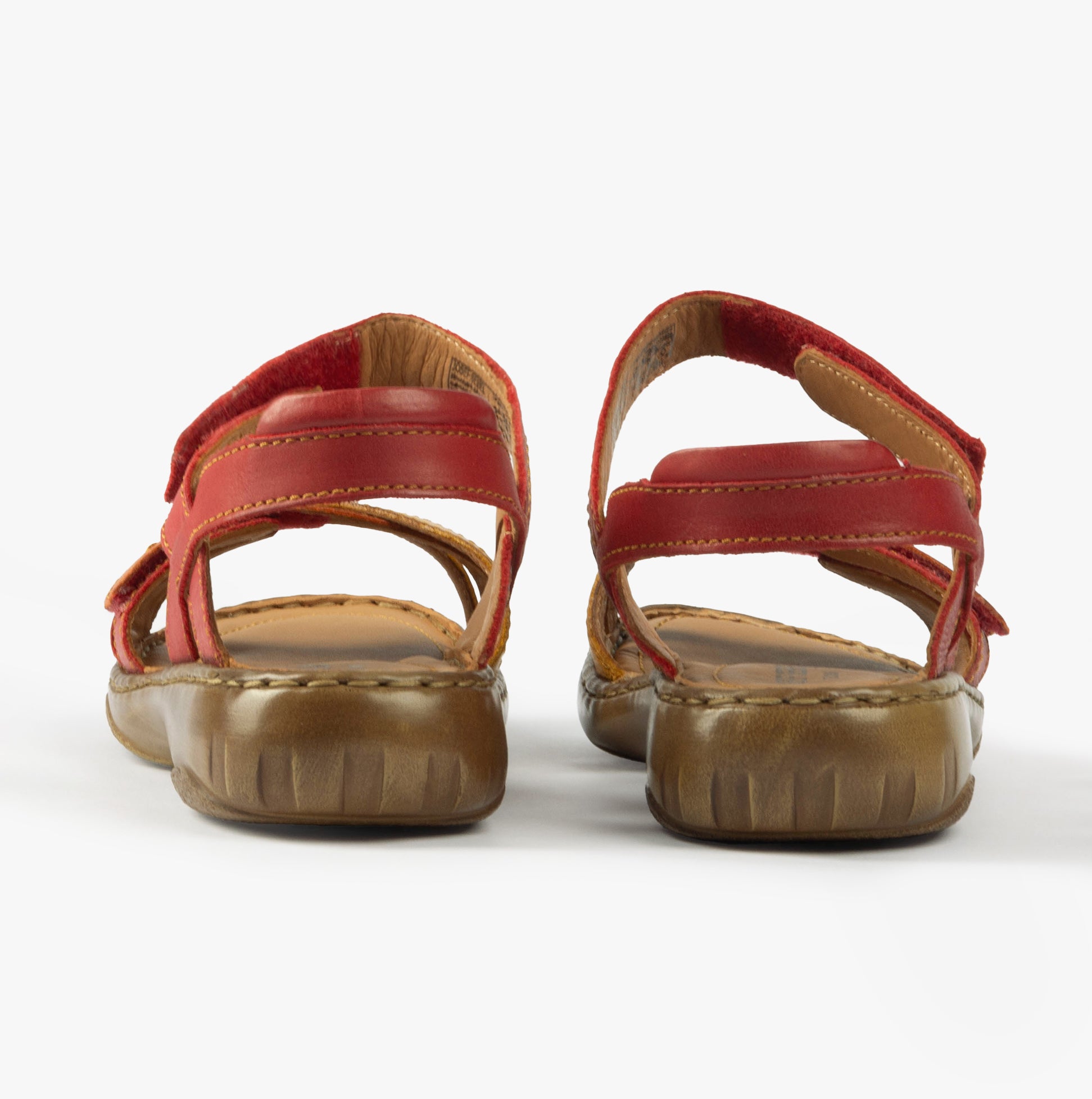 Josef Seibel DEBRA 62 Womens Sandals Rubin-Multi back view showing red leather straps and rubber sole.