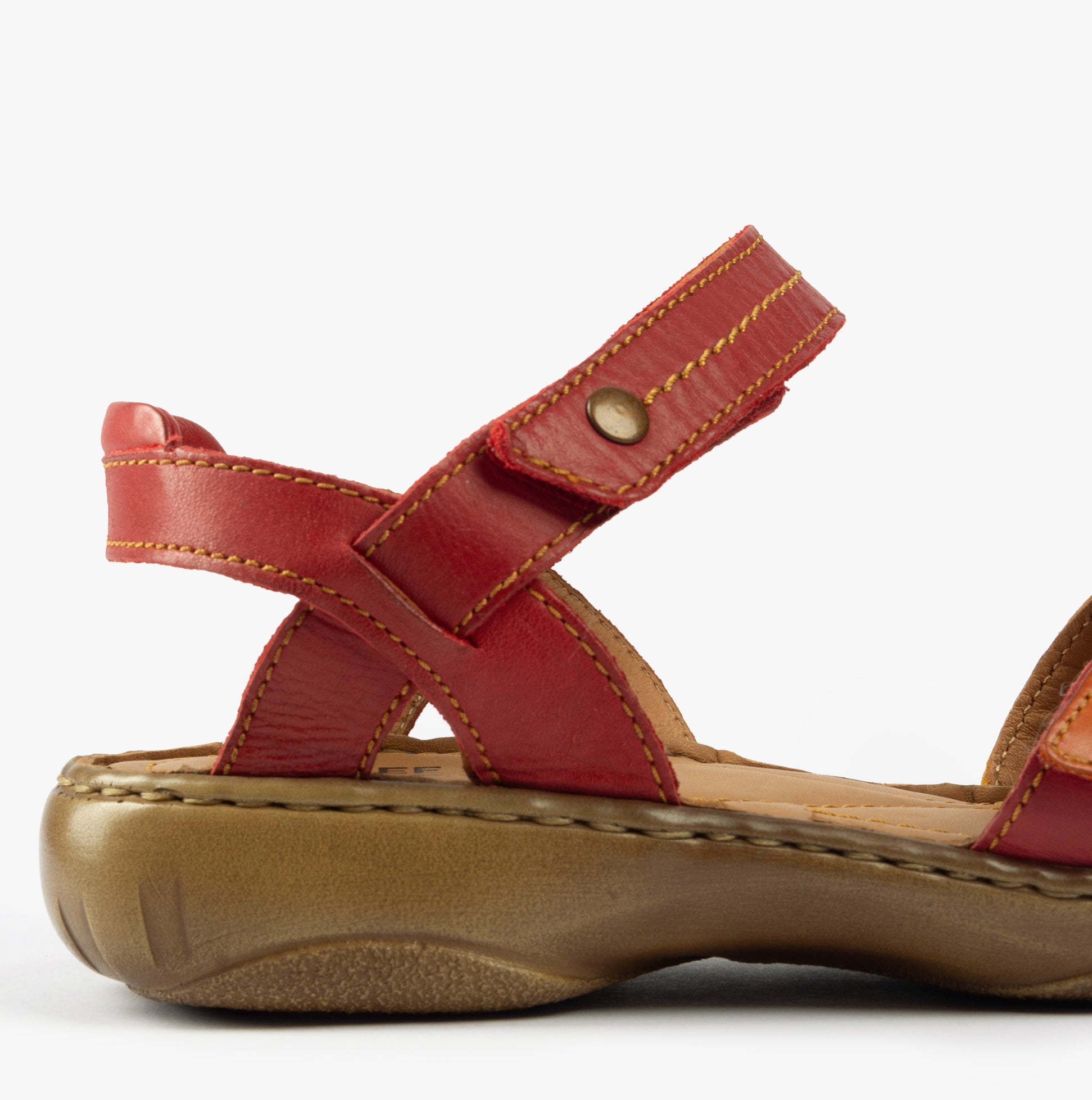 Josef Seibel DEBRA 62 Womens Sandals Rubin-Multi side view showcasing leather upper and touch fasten closure.