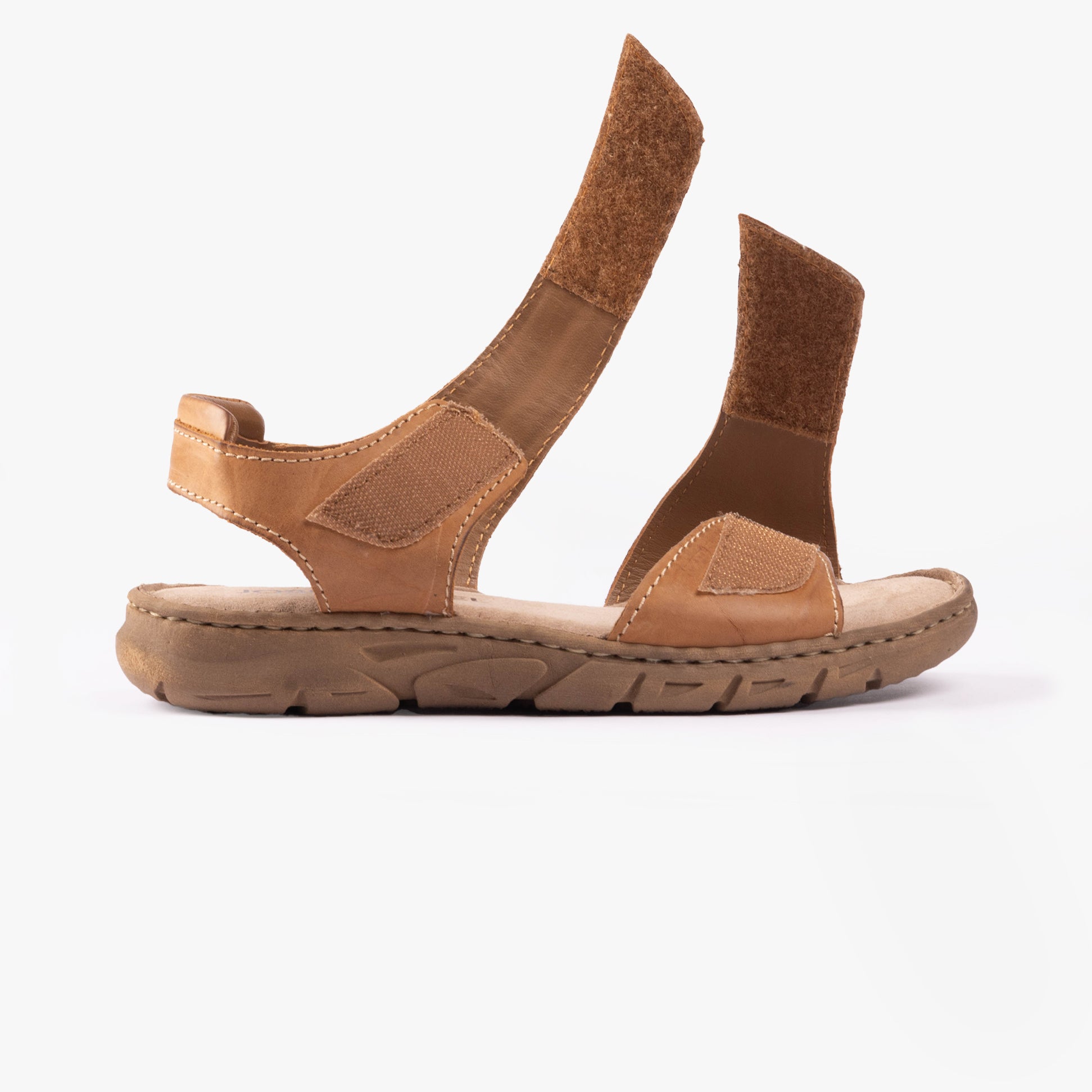 Josef Seibel BRENDA 08 Womens Sandals Camel side view, lightweight leather sandals with touch fastening.