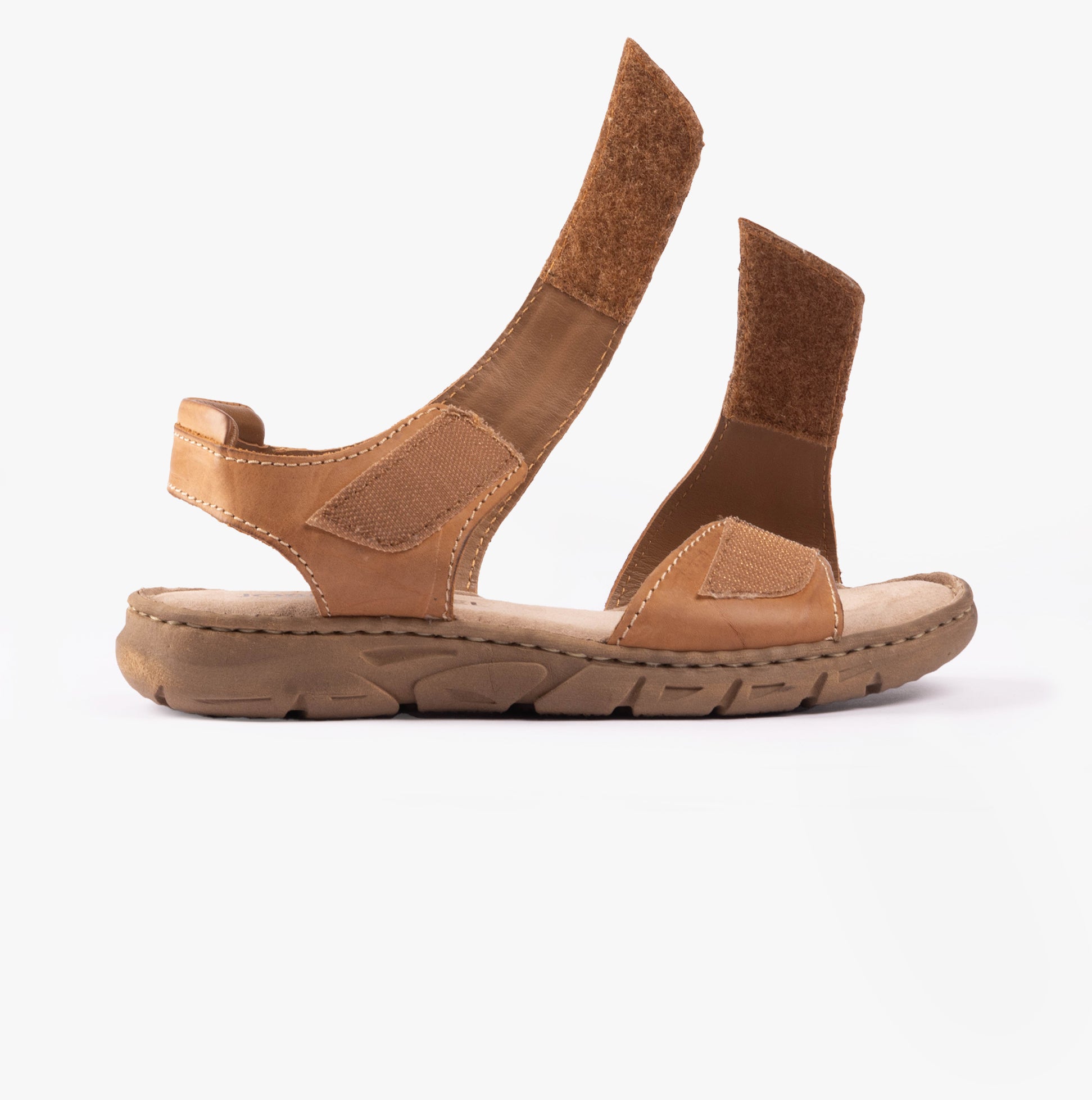 Josef Seibel BRENDA 08 Womens Sandals Camel side view, lightweight leather sandals with touch fastening.