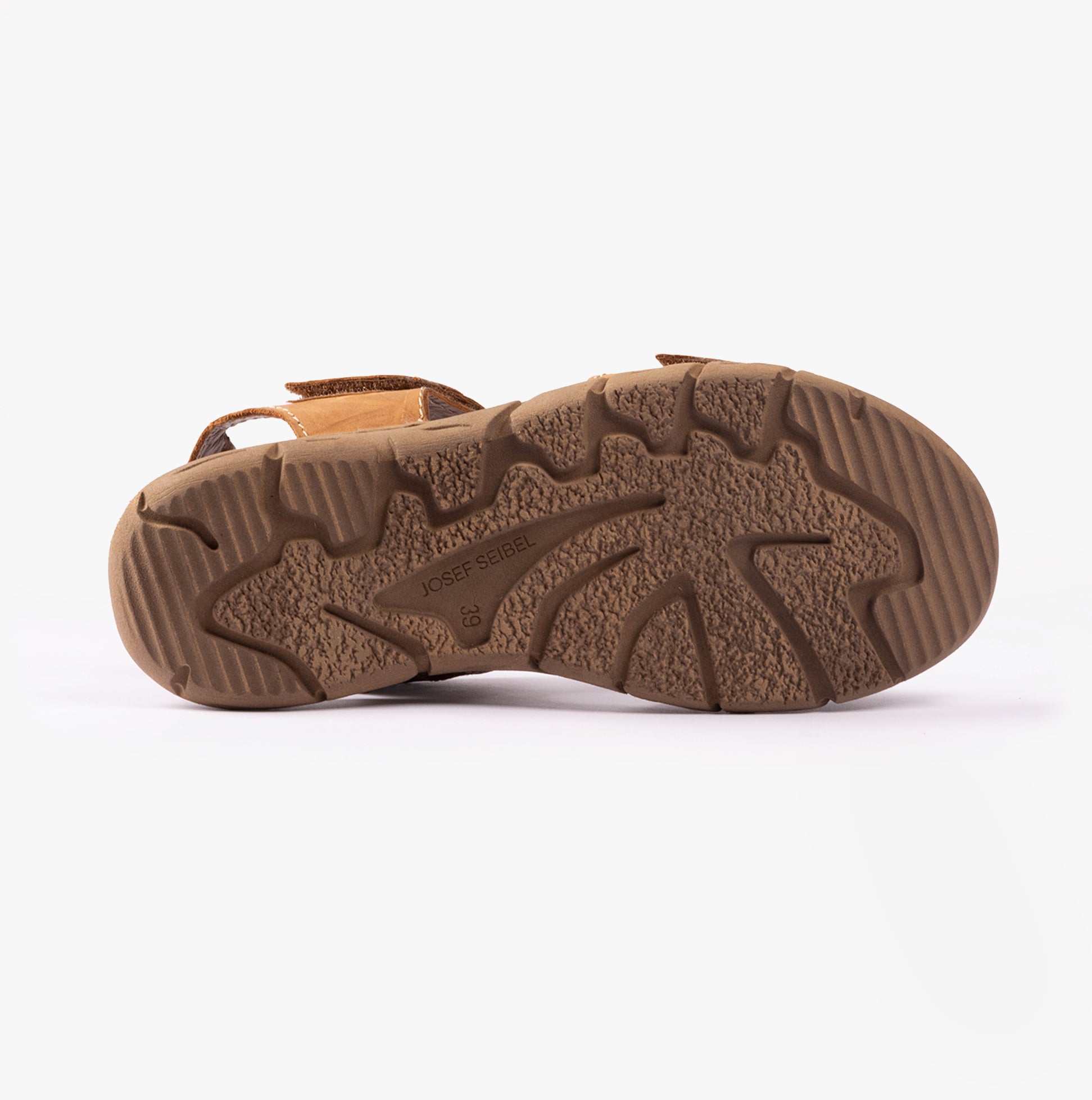 Josef Seibel BRENDA 08 Womens Sandals Camel, flat rubber sole view, lightweight comfort design.