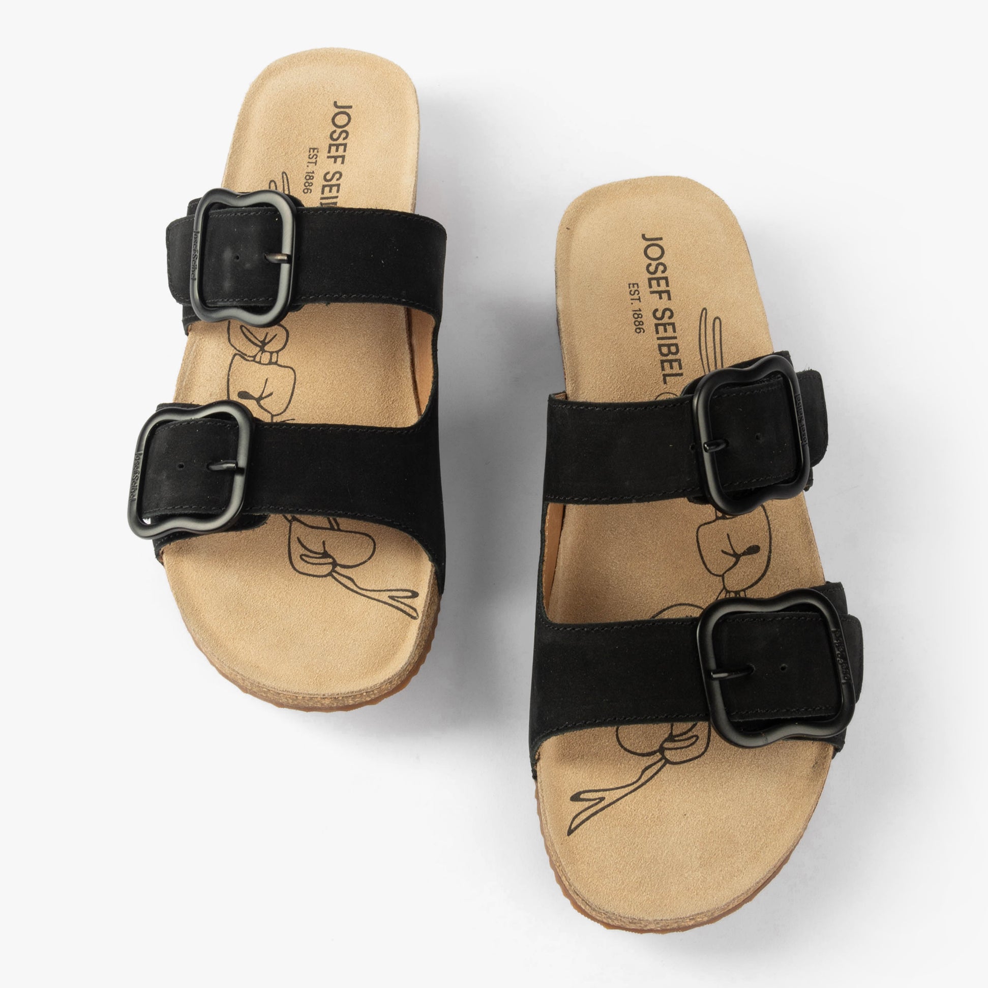 Josef Seibel TONGA 64 Womens Sandals Schwarz top view showcasing adjustable buckles and comfortable design.
