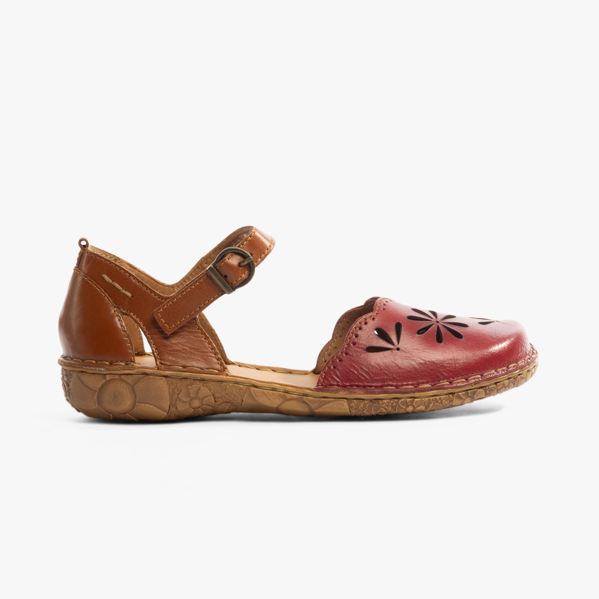 Josef Seibel ROSALIE 04 Womens Sandals Rubin-Kombi side view showing leather upper and comfort design.