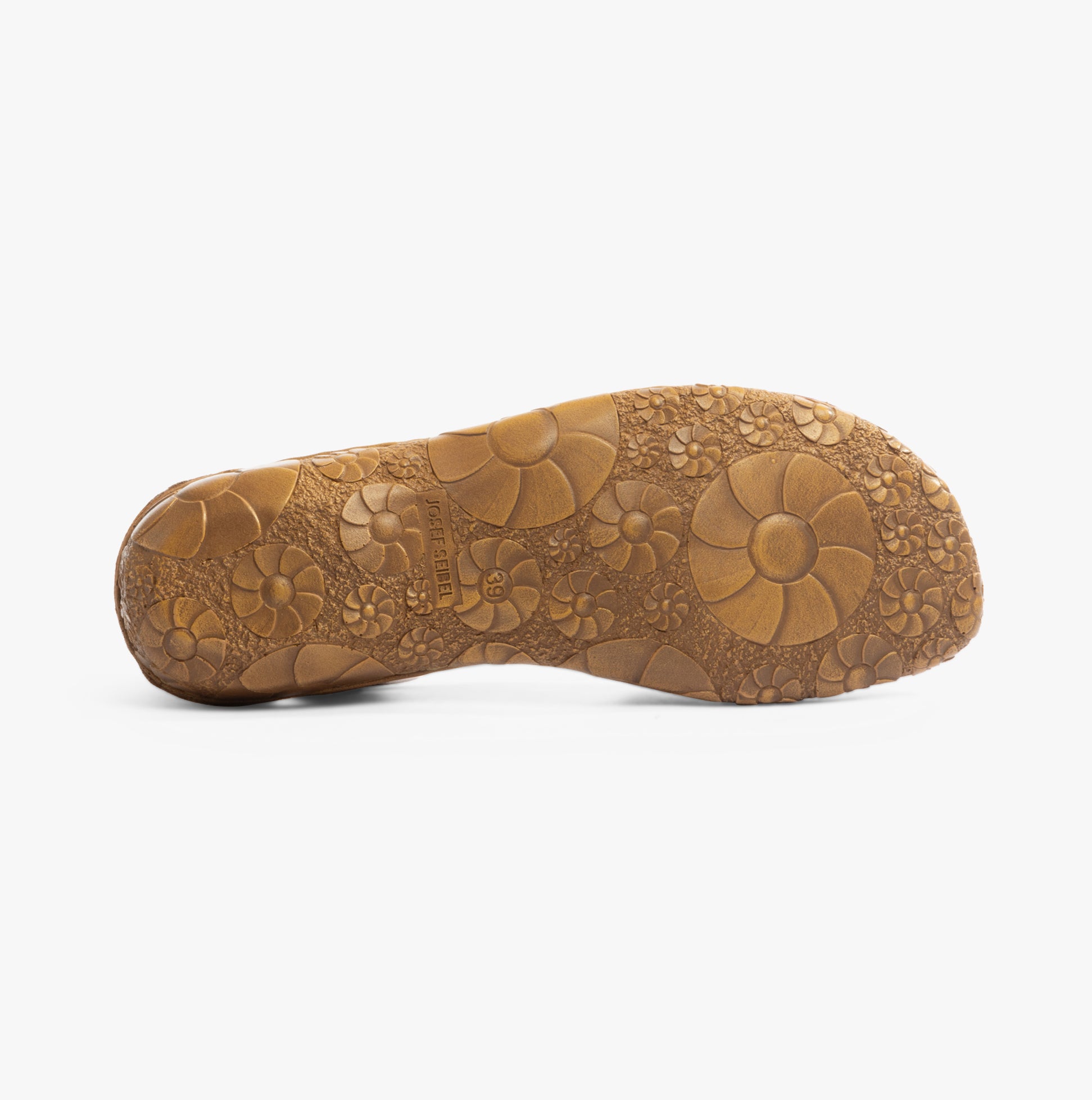 Josef Seibel ROSALIE 04 Womens Sandals Rubin-Kombi sole view, detailed floral pattern on rubber sole.