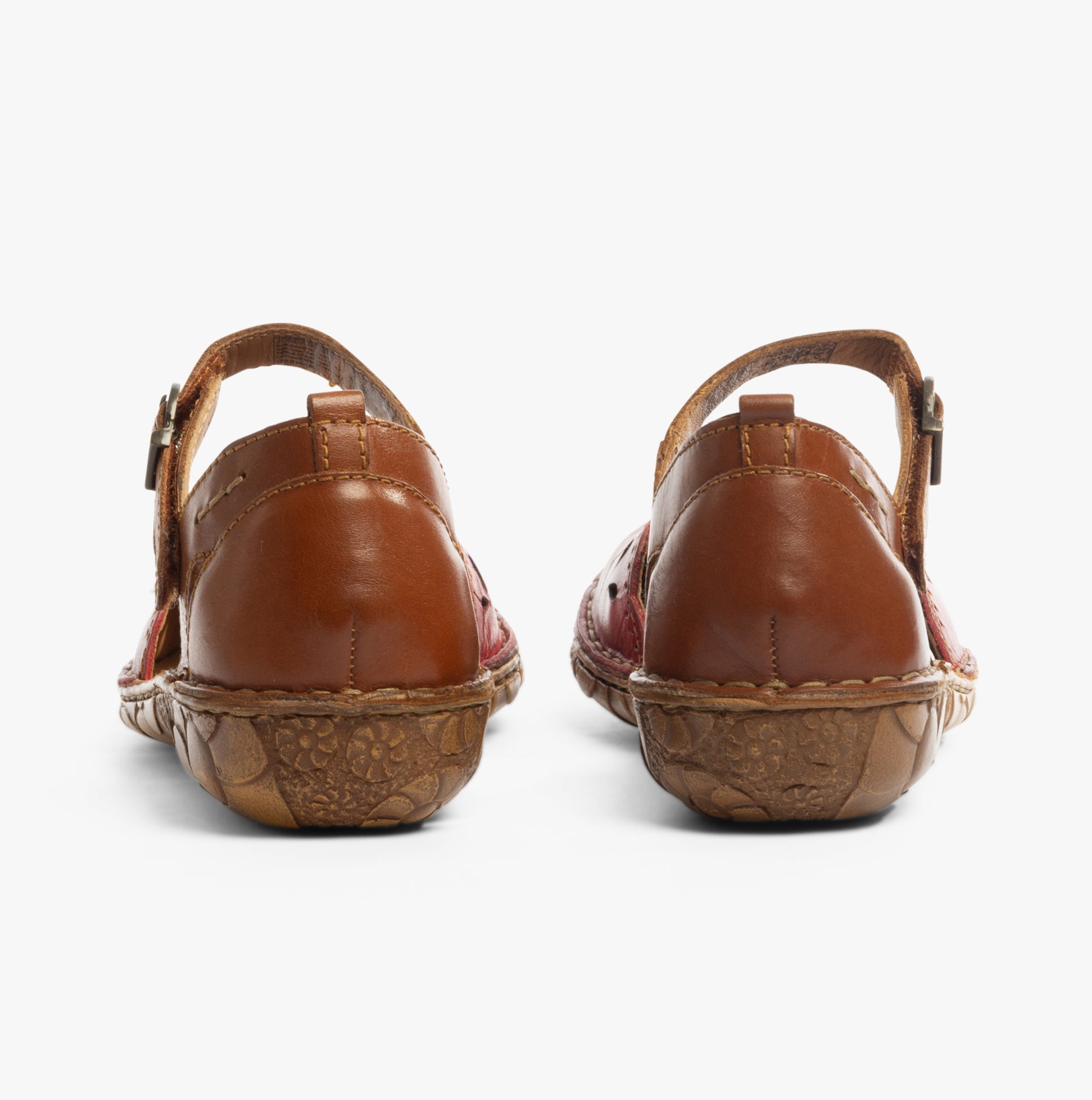 Josef Seibel ROSALIE 04 Womens Sandals Rubin-Kombi rear view showcasing leather and rubber design.