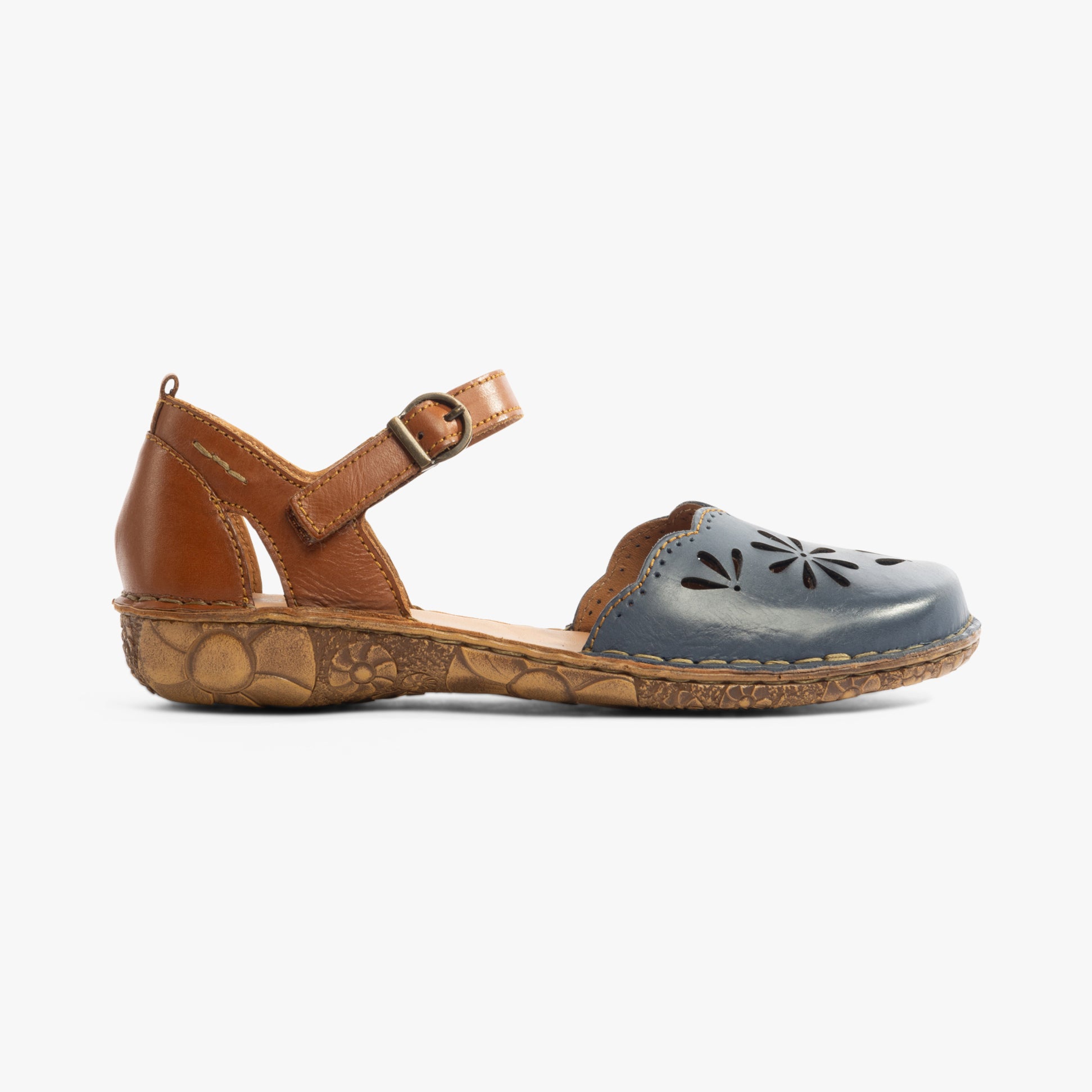 Josef Seibel ROSALIE 04 Womens Sandals Shark-Kombi side view with leather upper and buckle closure