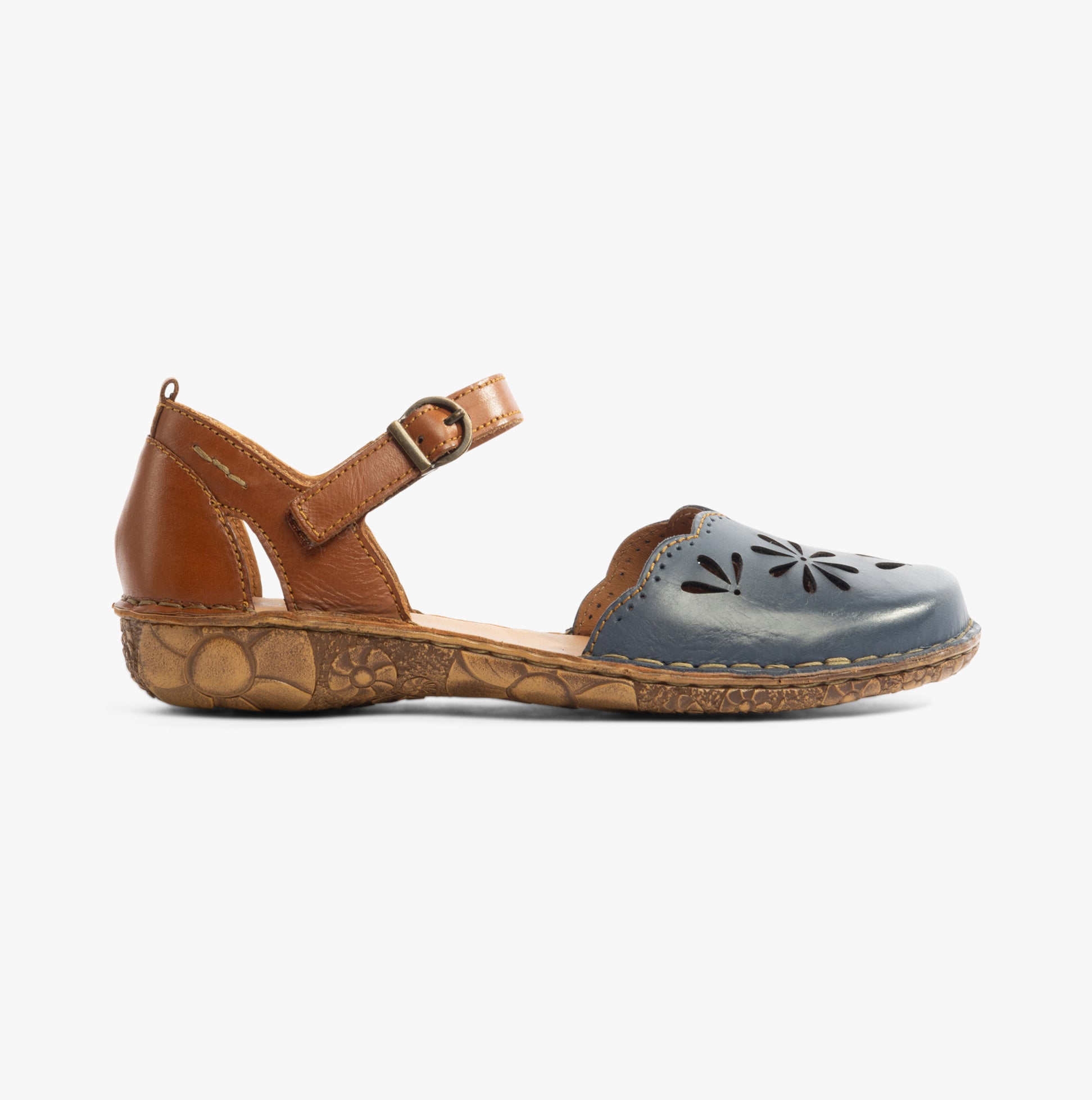 Josef Seibel ROSALIE 04 Womens Sandals Shark-Kombi side view with leather upper and buckle closure