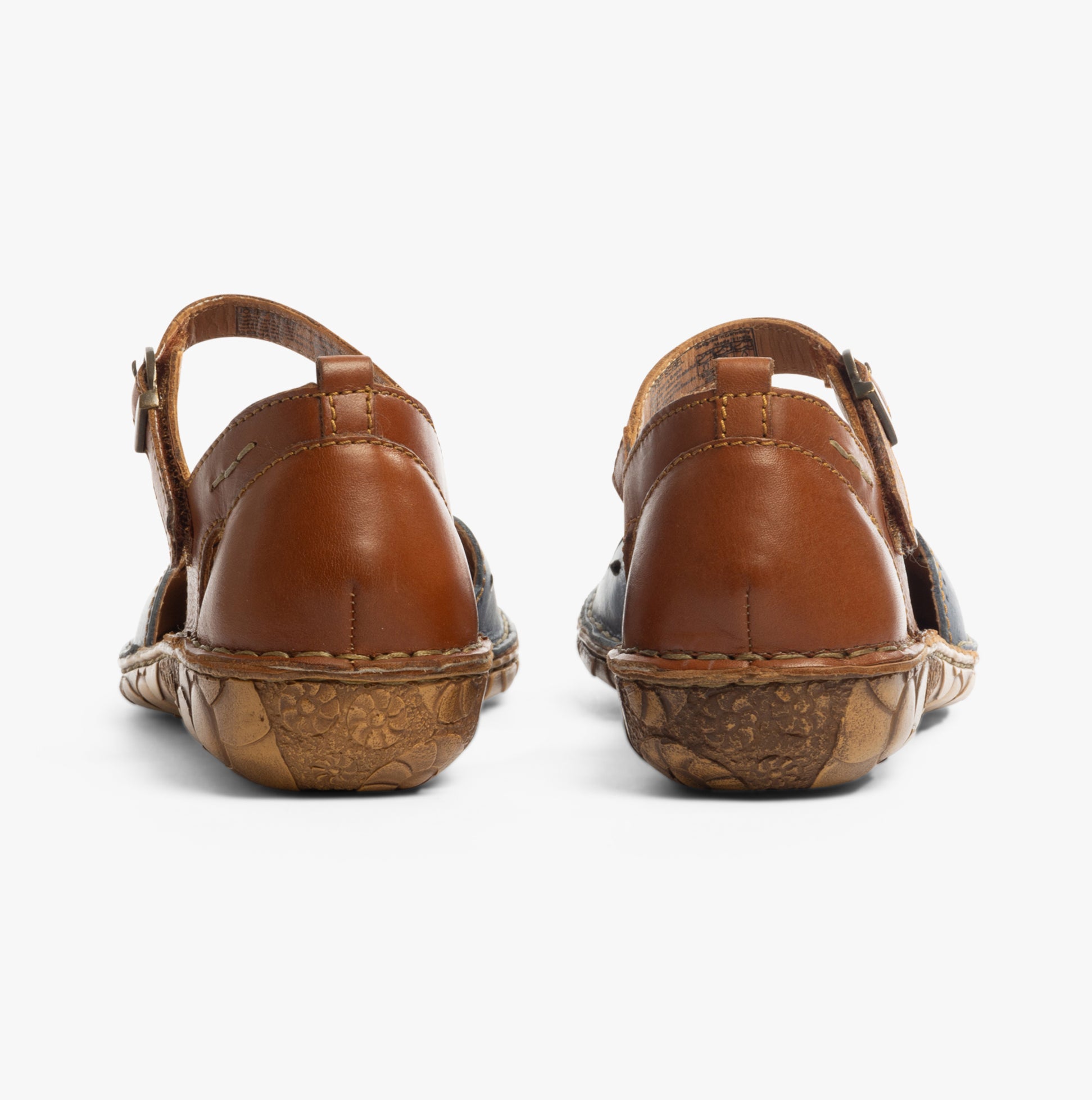 Josef Seibel ROSALIE 04 Womens Sandals Shark-Kombi rear view showcasing leather upper and rubber sole.