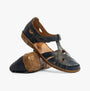 Josef Seibel ROSALIE 29 Womens Sandals Dunkelblau side and front view with leather upper and PU sole.