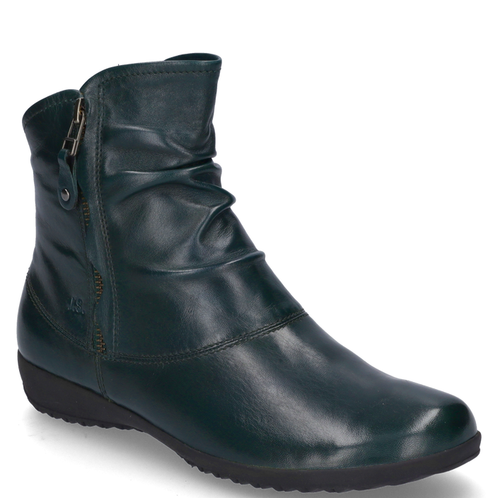 Josef Seibel NALY 24 Womens Boots Petrol side view showing ankle height and zip closure.