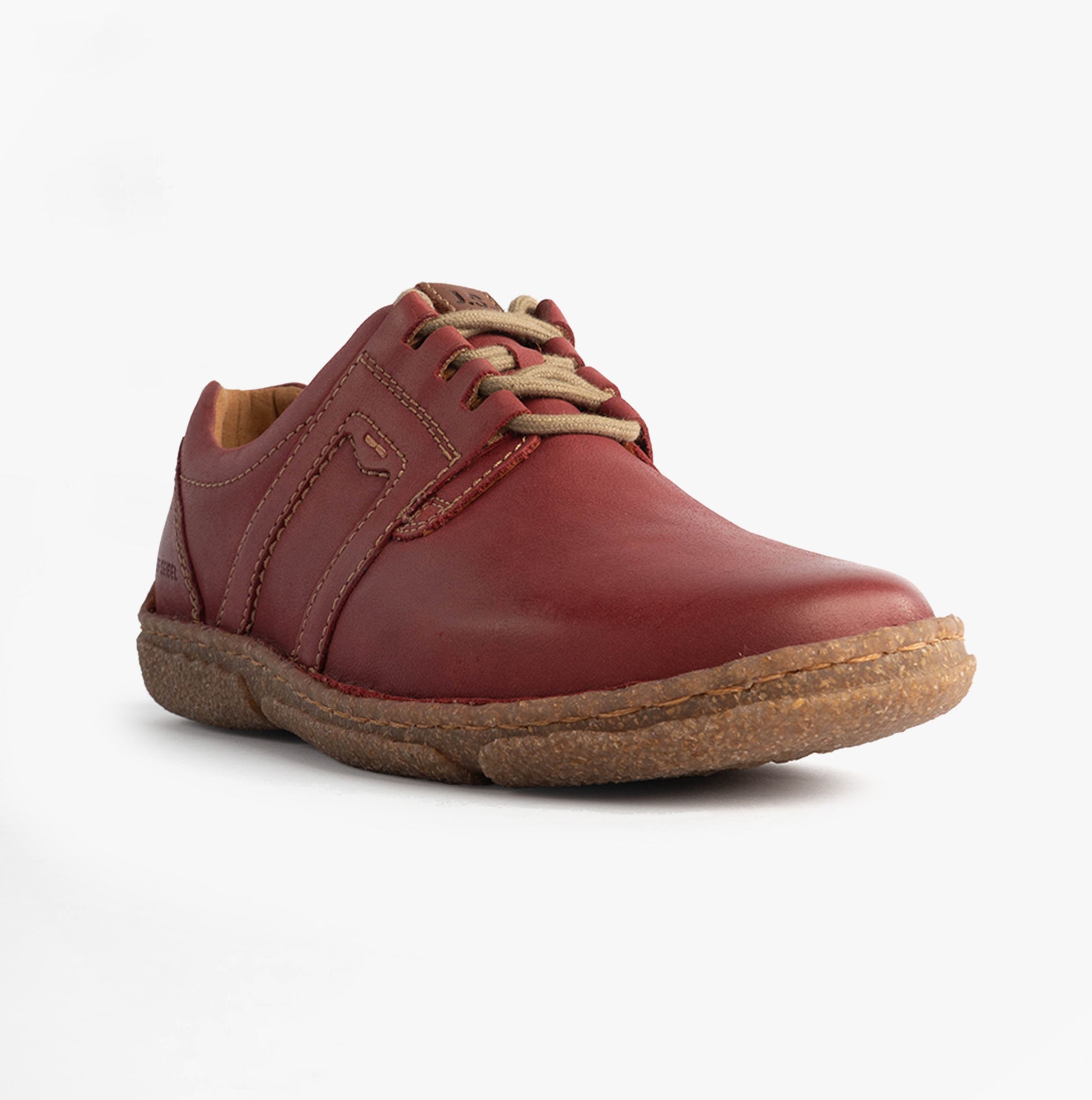 Josef Seibel NEELE 44 Womens Shoes Bordeaux side view highlighting the comfort leather upper and lace-up design.