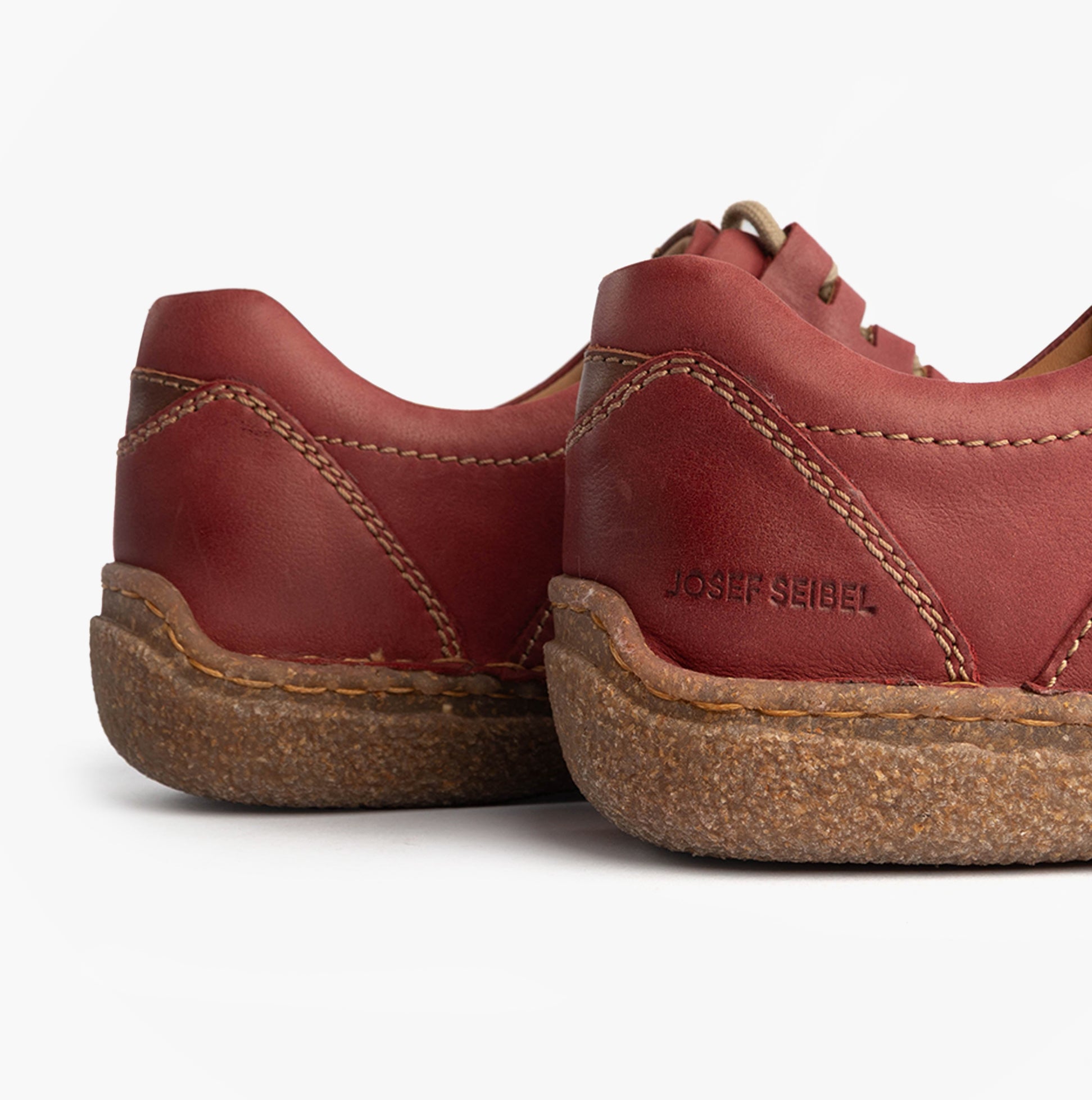 Josef Seibel NEELE 44 Womens Shoes Bordeaux rear view showcasing leather upper and lace-up design.