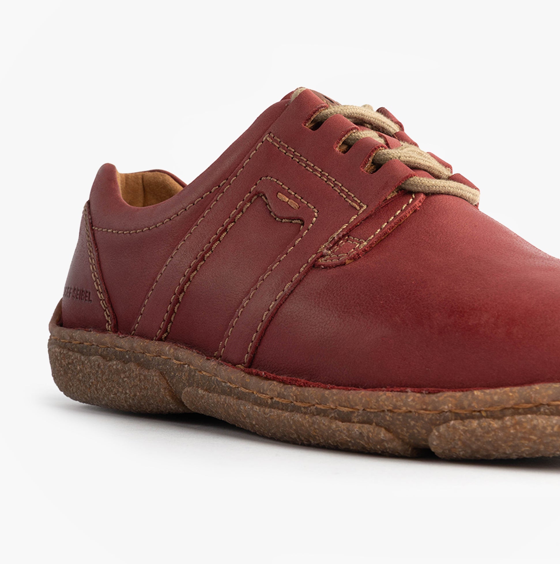 Josef Seibel NEELE 44 Womens Shoes Bordeaux side view featuring leather upper and lace-up closure.