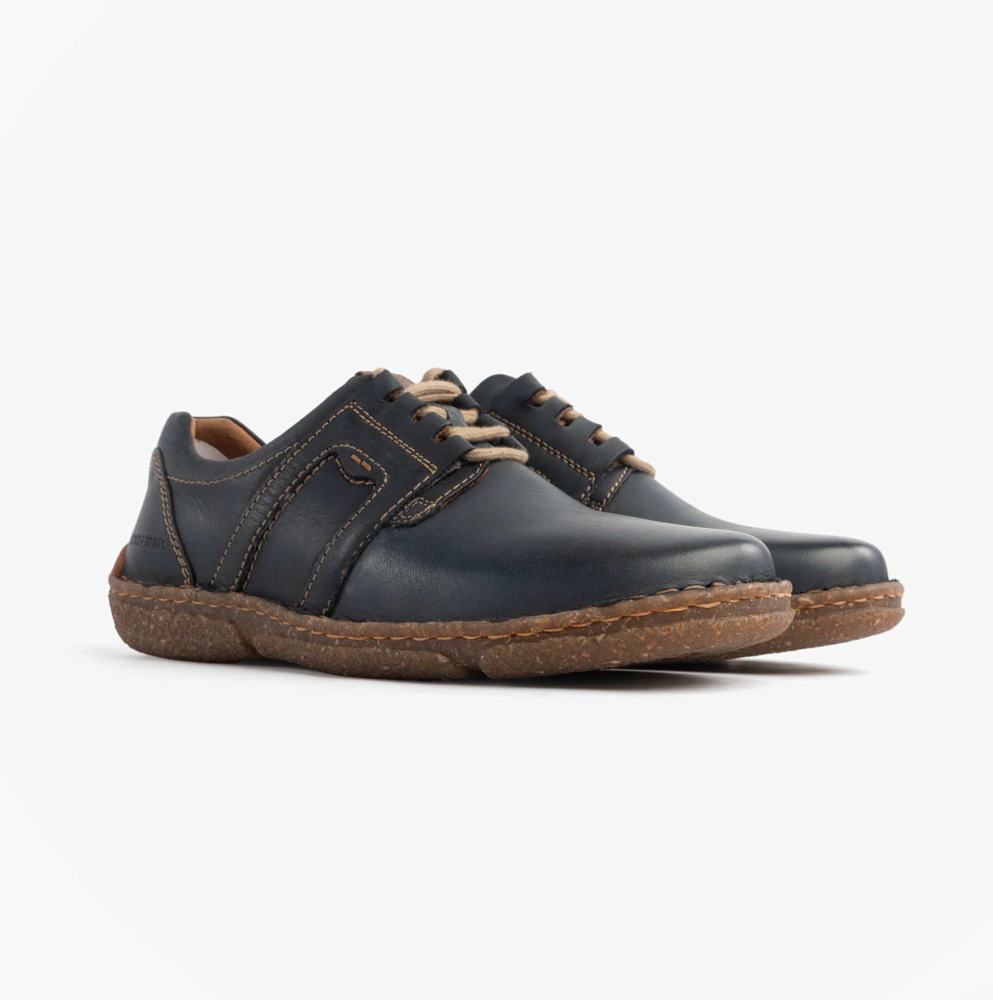 Josef Seibel NEELE 44 Womens Lace Up Leather Shoes Ocean side view showcasing comfortable leather design and round toe.
