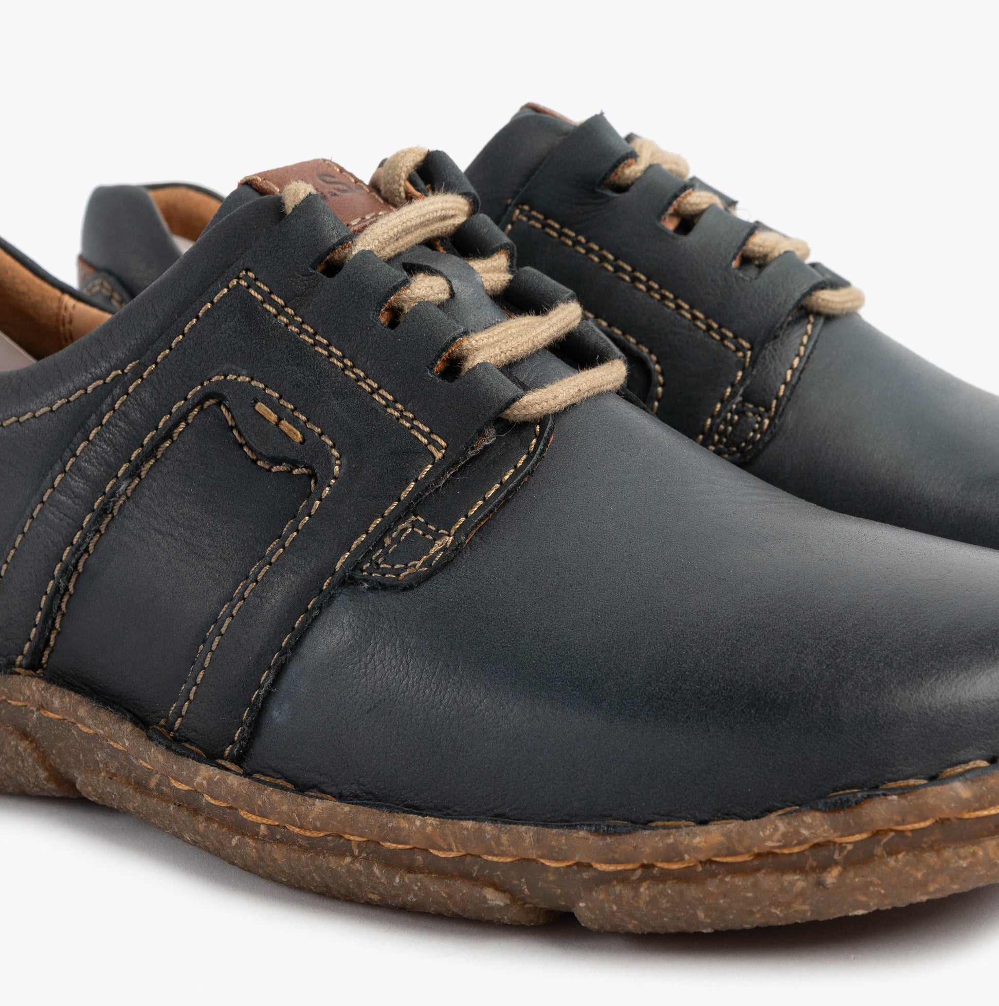 Josef Seibel NEELE 44 Womens Lace Up Leather Shoes Ocean, side view showcasing leather upper and comfortable design.