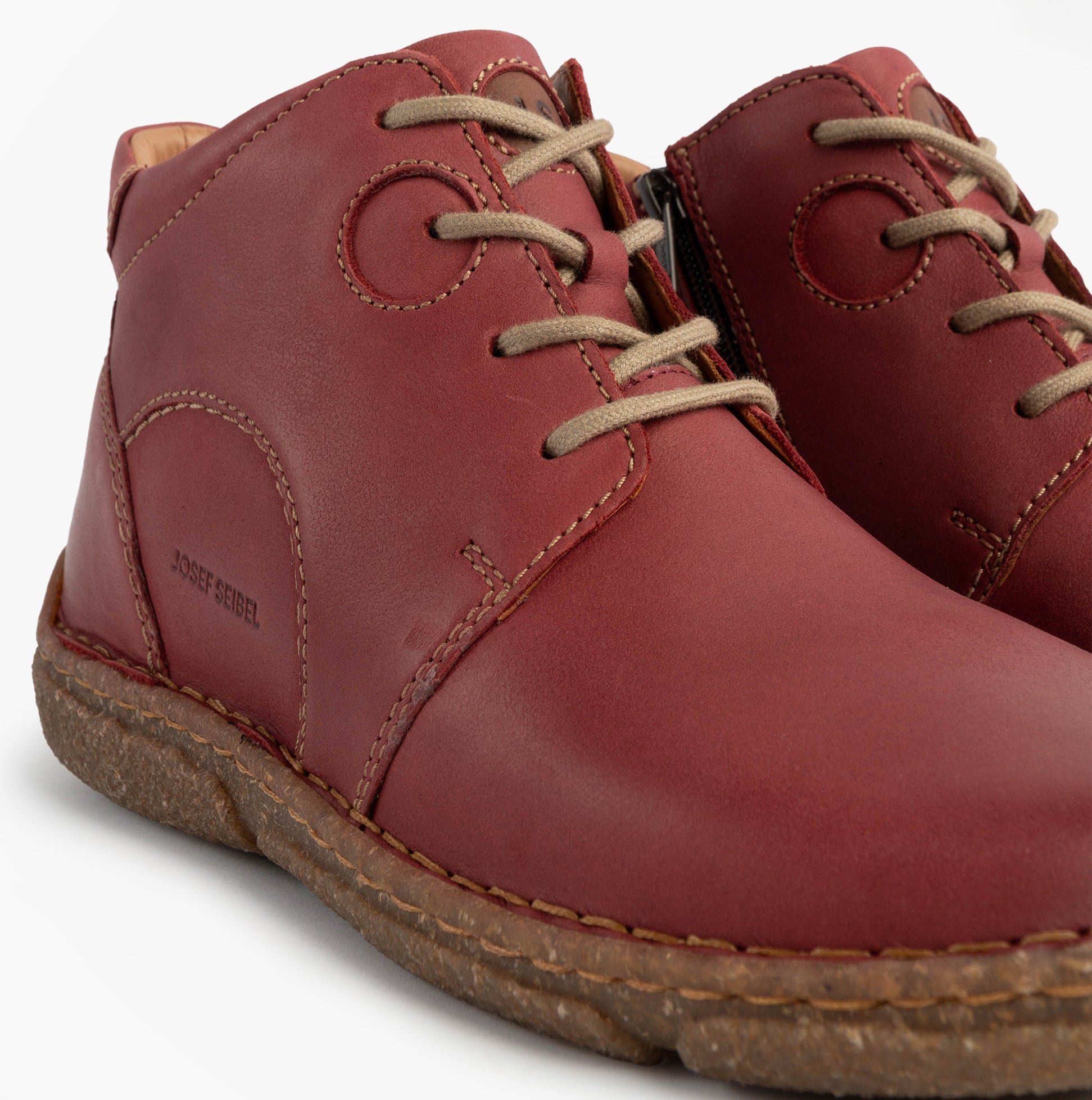 Josef Seibel NEELE 46 Womens Lace Up Ankle Boots Bordeaux side view highlighting leather upper and lace details