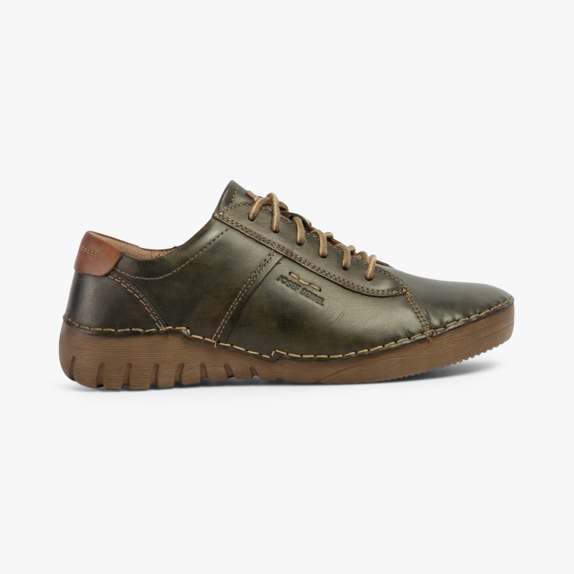 Josef Seibel FELICIA 02 Womens Shoes Olive-Combi side view with lace-up closure and rubber sole