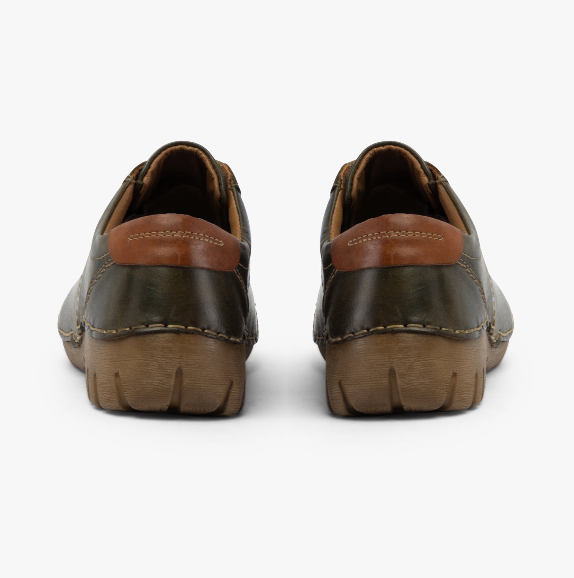 Josef Seibel FELICIA 02 Womens Shoes Olive-Combi back view showcasing leather upper and rubber sole.