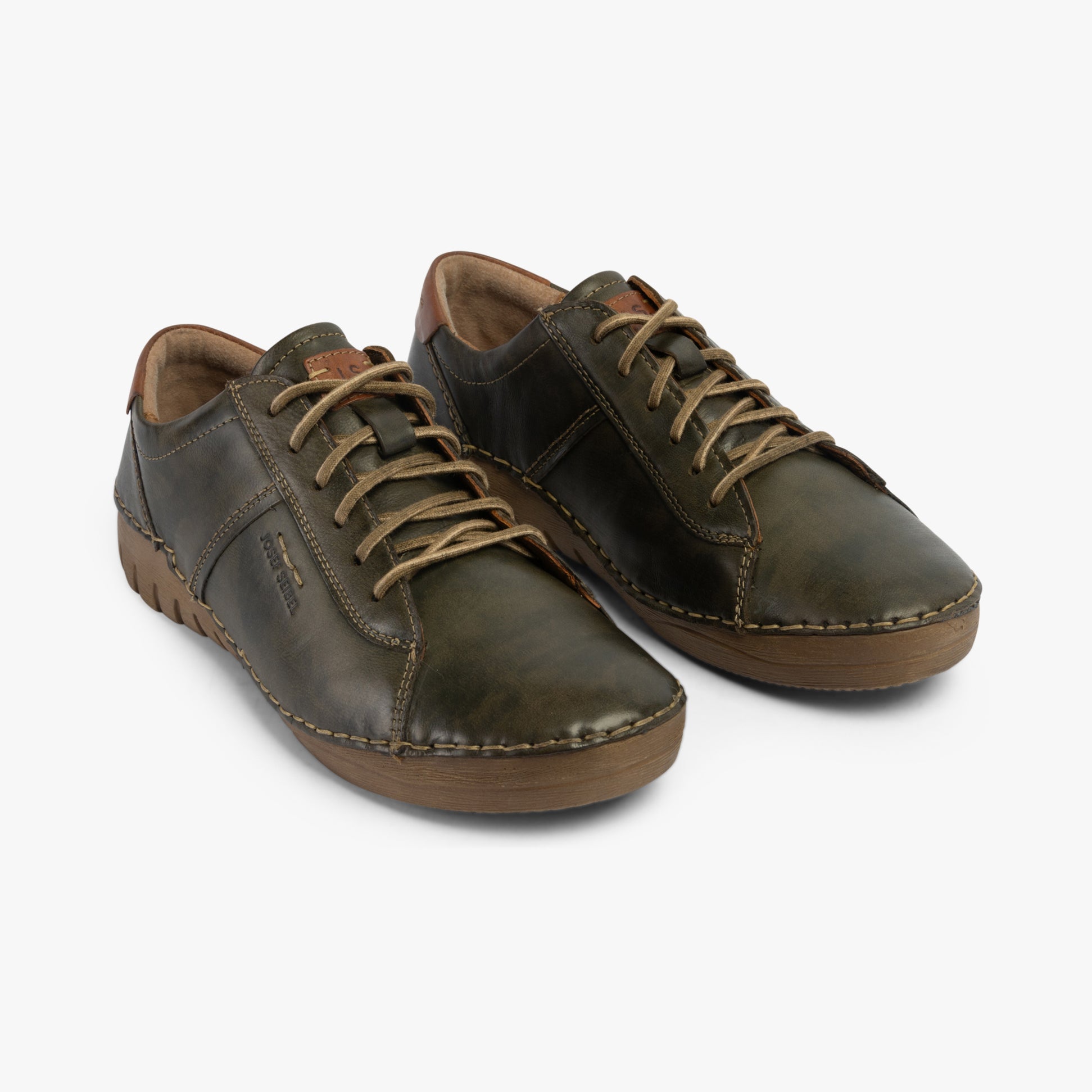 Josef Seibel FELICIA 02 Womens Shoes Olive-Combi side view showcasing leather upper and lace-up design.