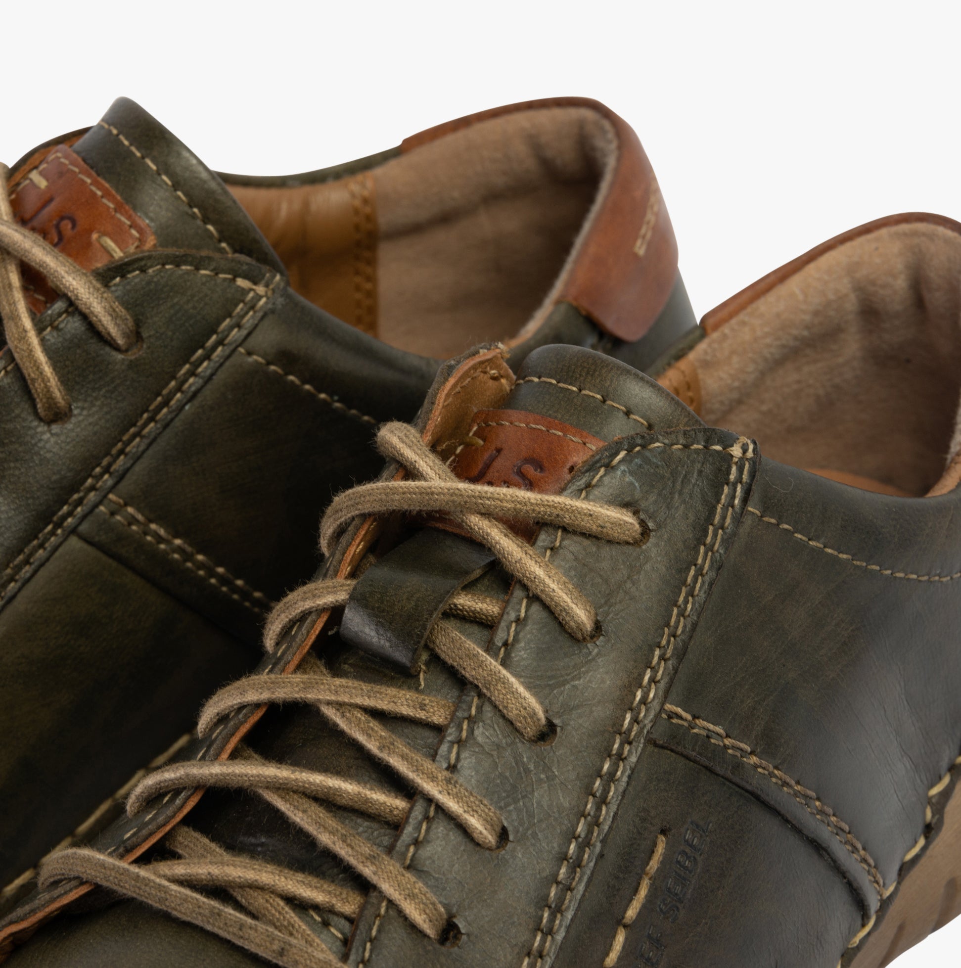 Josef Seibel FELICIA 02 Womens Shoes Olive-Combi detail view showing leather upper and lace-up design.
