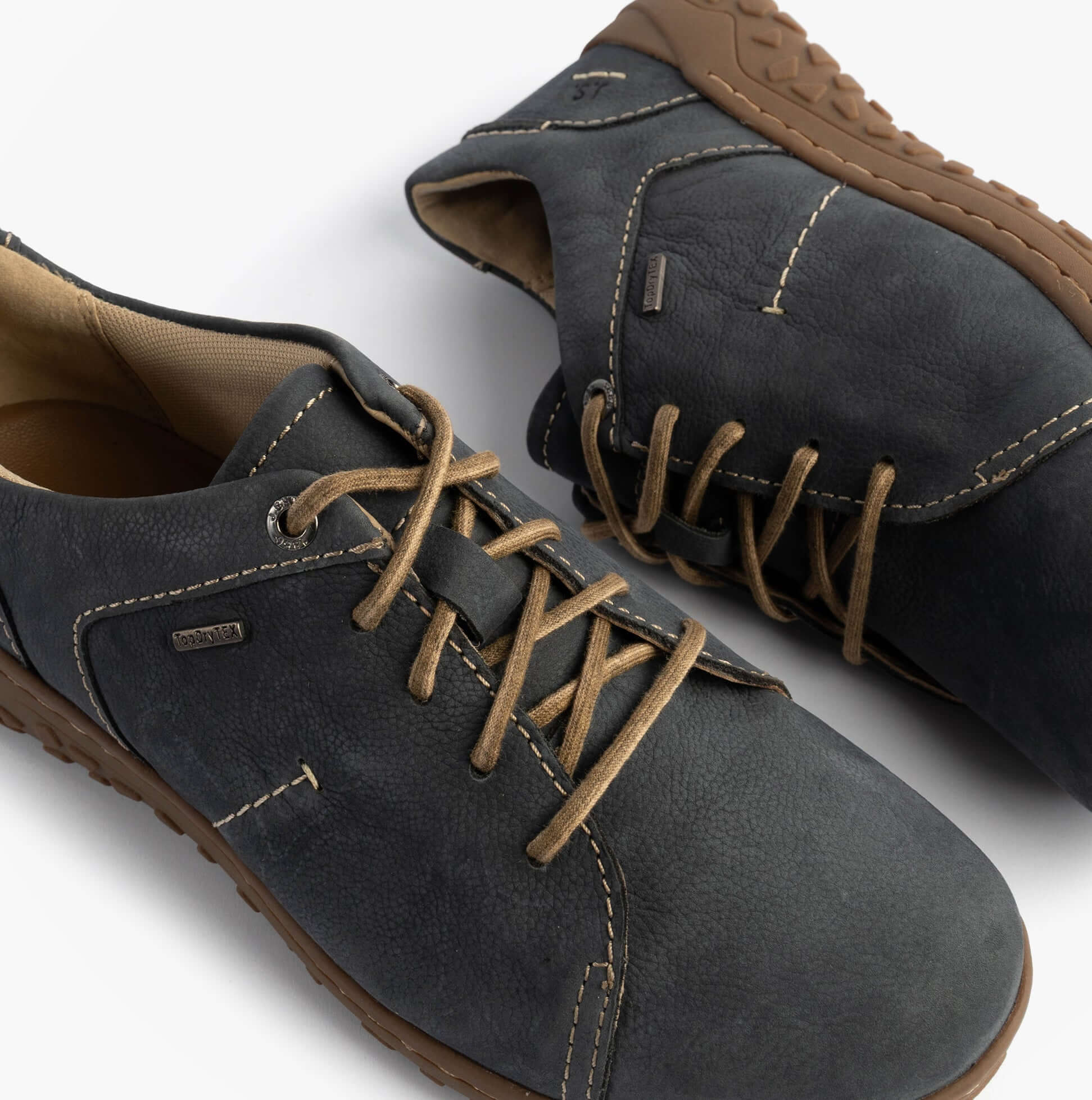Josef Seibel RUBY 50 Womens Lace Up Casual Shoes Indigo Blue top view showcasing comfort leather design.