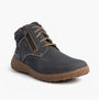 Josef Seibel RUBY 54 Ladies Boots Indigo Blue side view showcasing lace-up and zip features on a rubber sole.