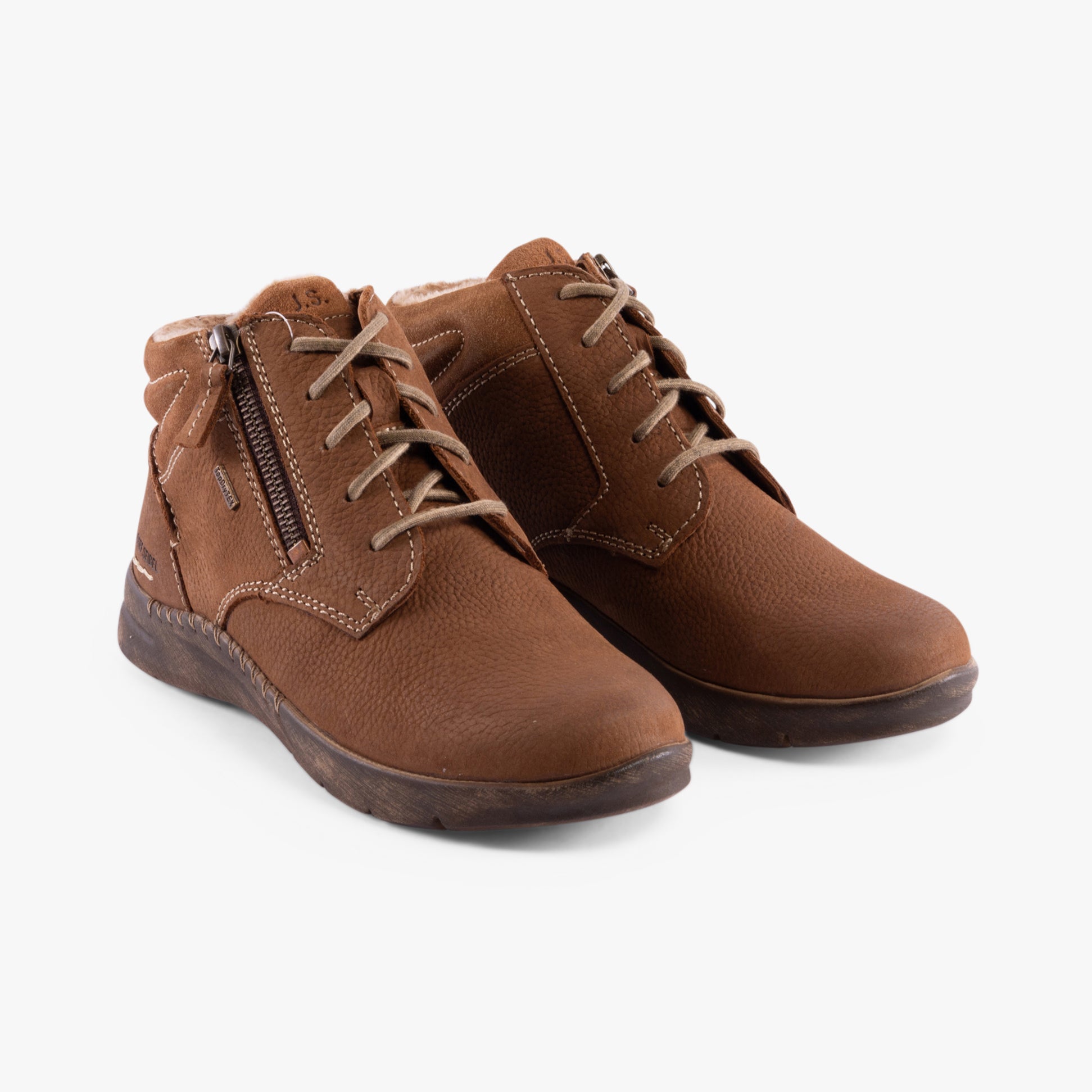 Josef Seibel CONNY 52 Womens Boots Brown side view showcasing leather upper and lace-up design.