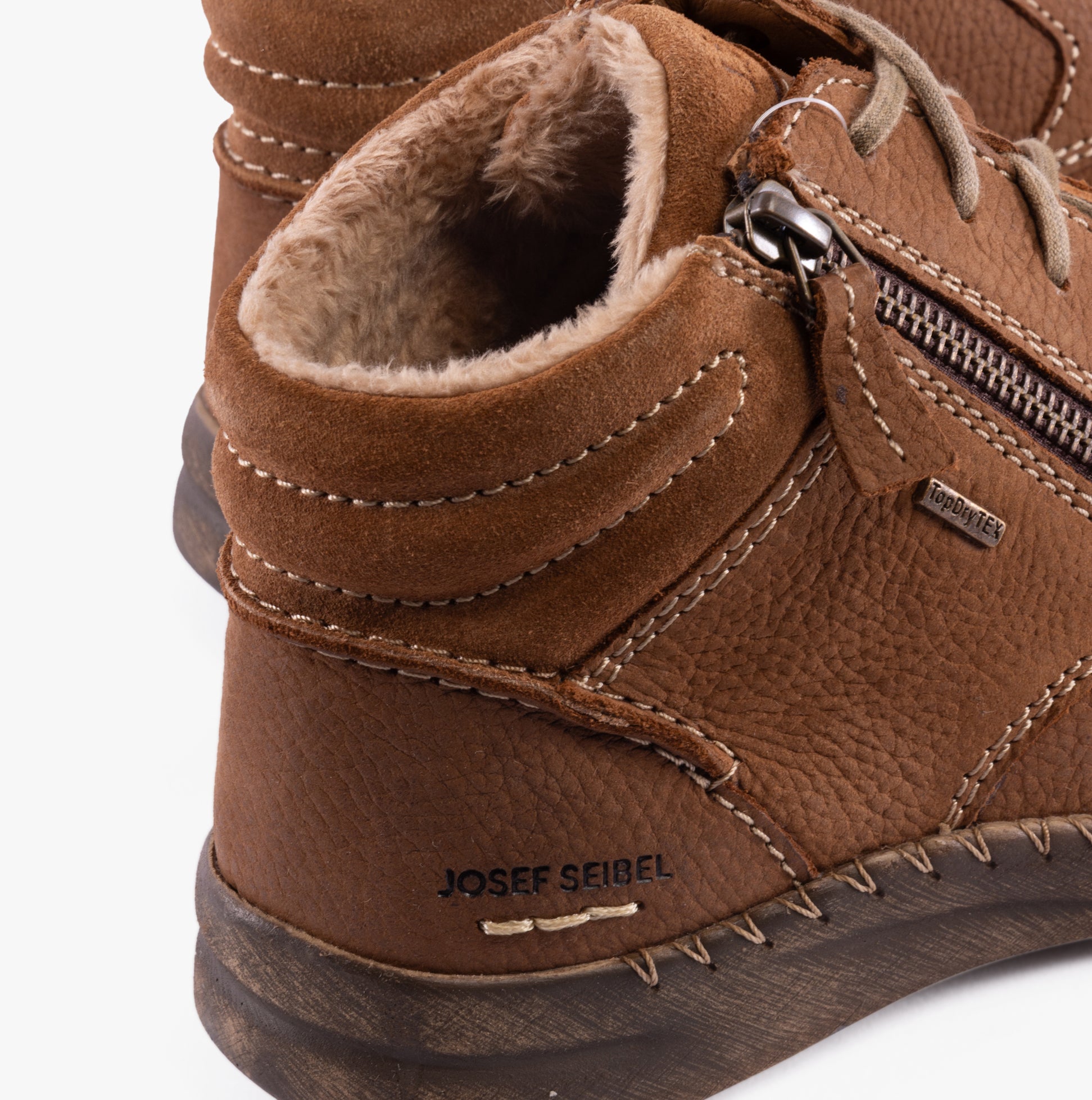 Josef Seibel CONNY 52 Womens Boots Brown detail view showing soft lining and quality leather construction.