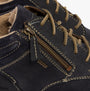 Josef Seibel CONNY 52 Womens Boots Ocean detail view showing leather upper, zipper, and laces in dark blue color.