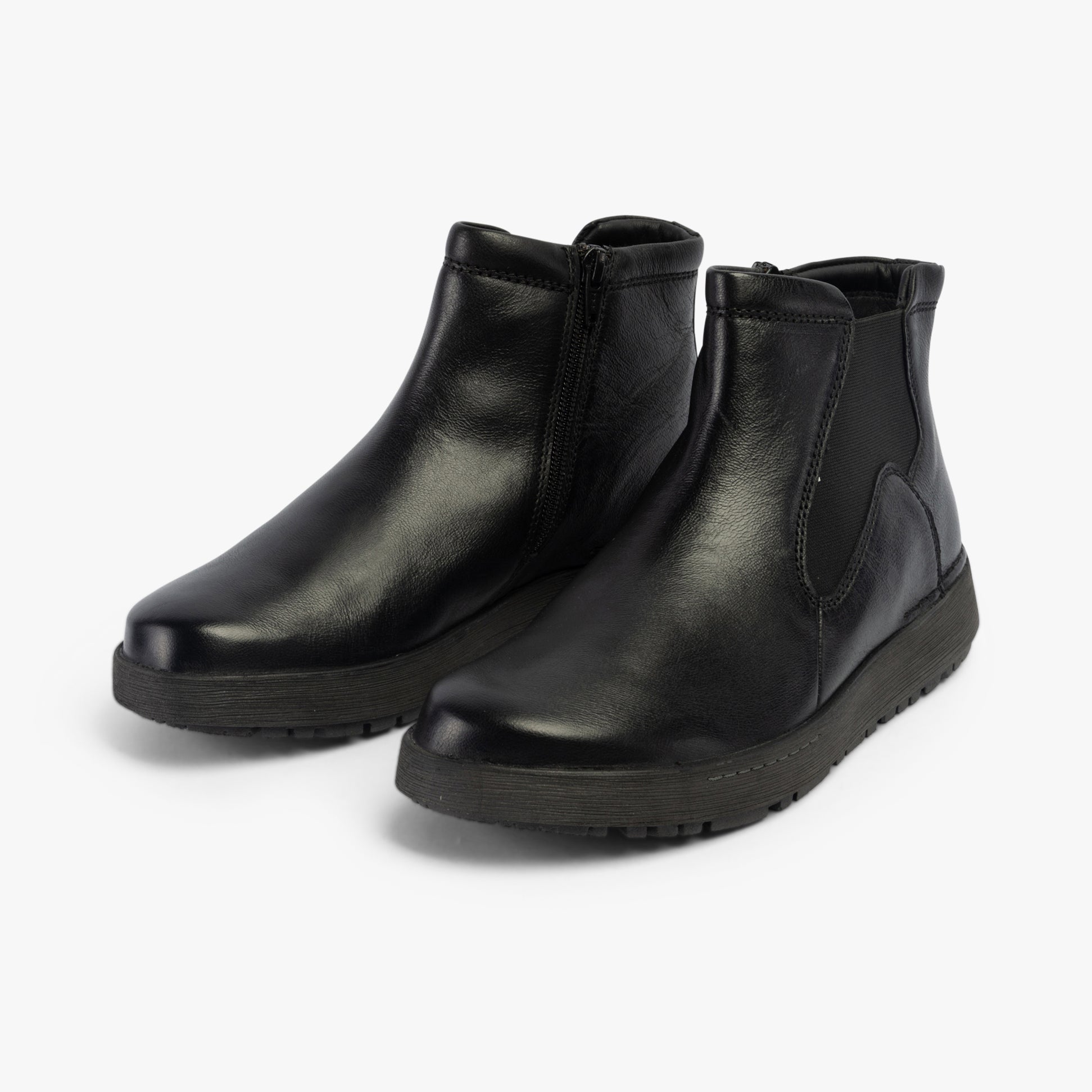 Josef Seibel ANNA 04 Womens Boots Black side view leather ankle boots with zip closure and round toe.