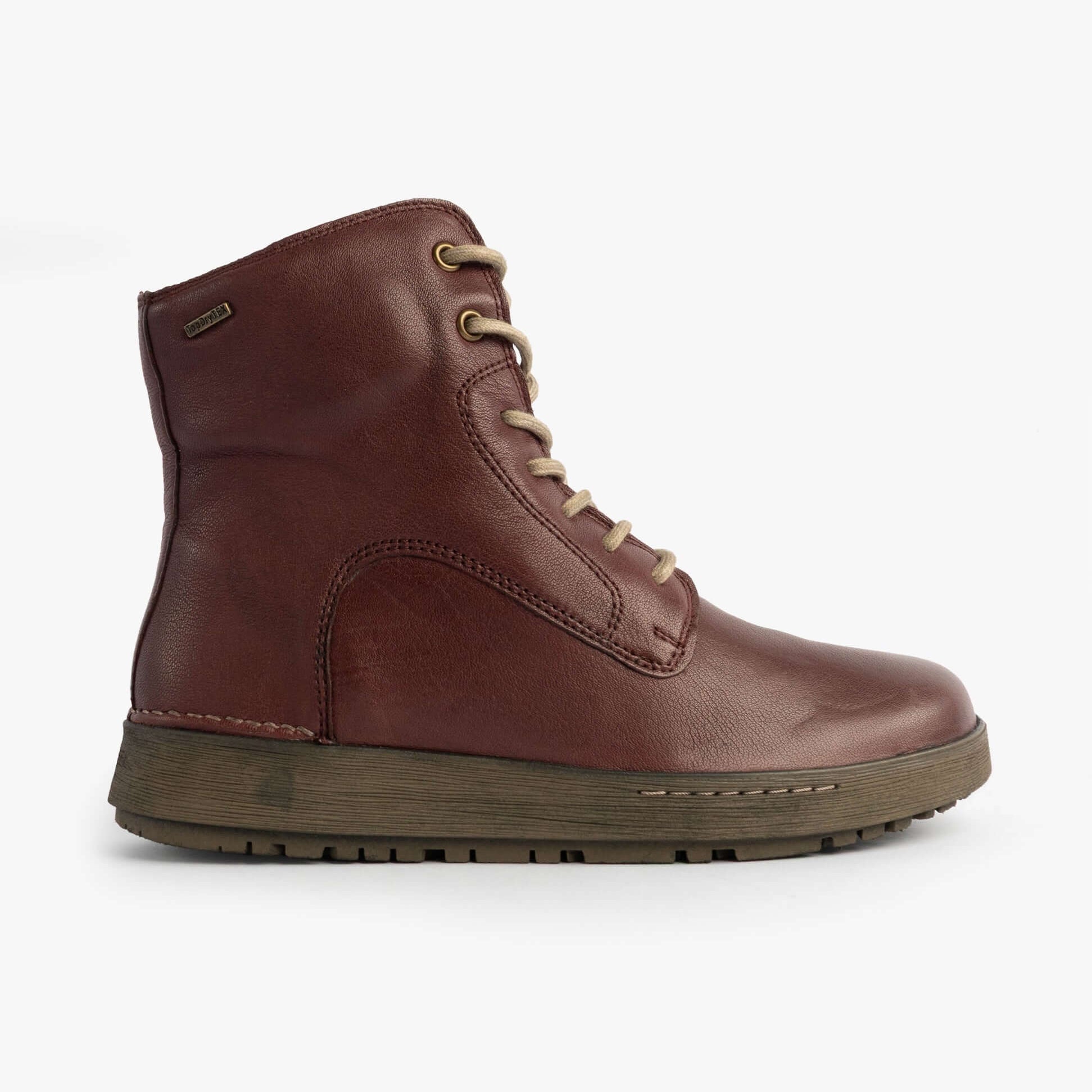 Josef Seibel ANNA 51 Women Boots Plum side view showing leather upper, lace-up closure and flat sole.