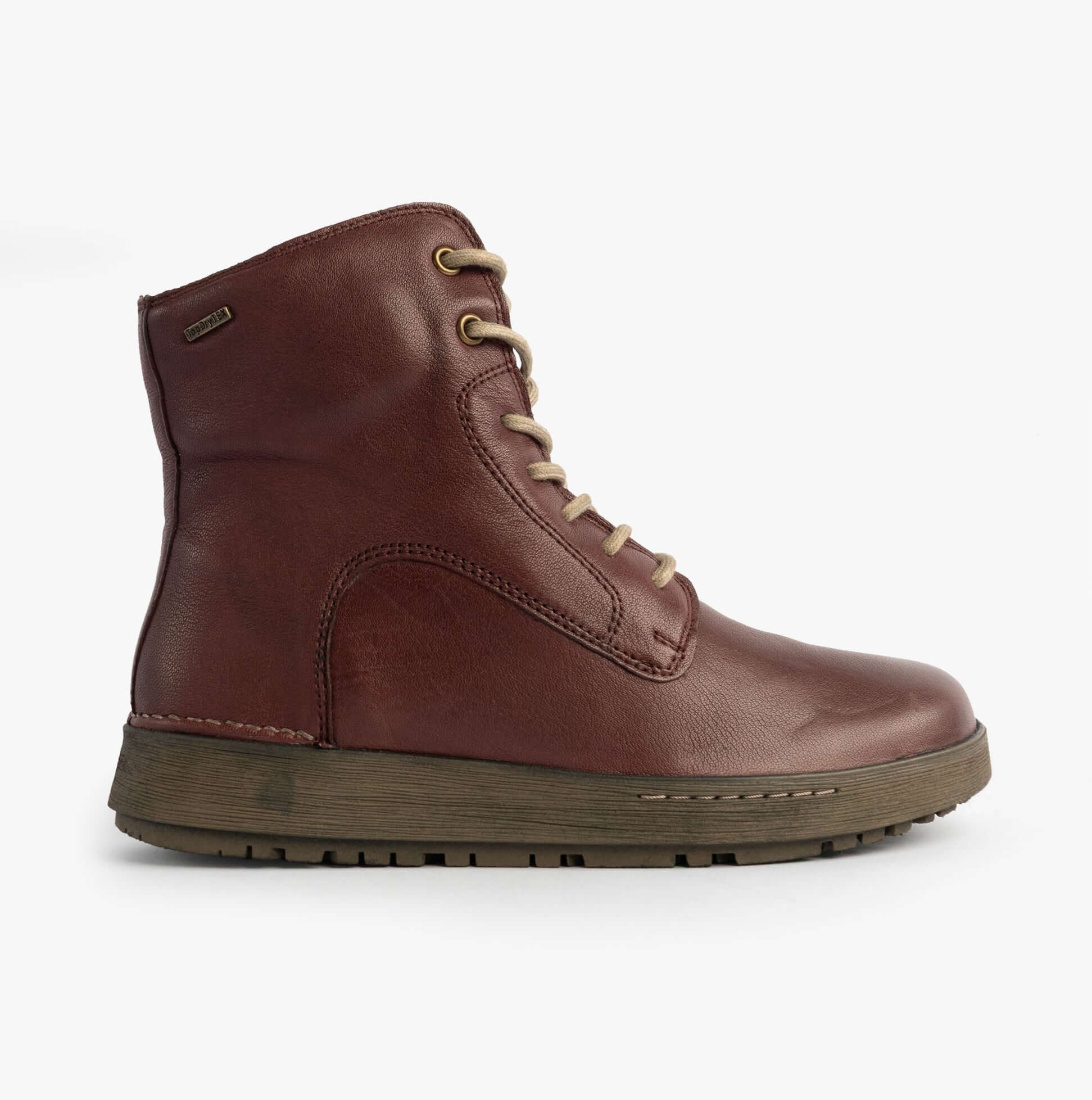 Josef Seibel ANNA 51 Women Boots Plum side view showing leather upper, lace-up closure and flat sole.