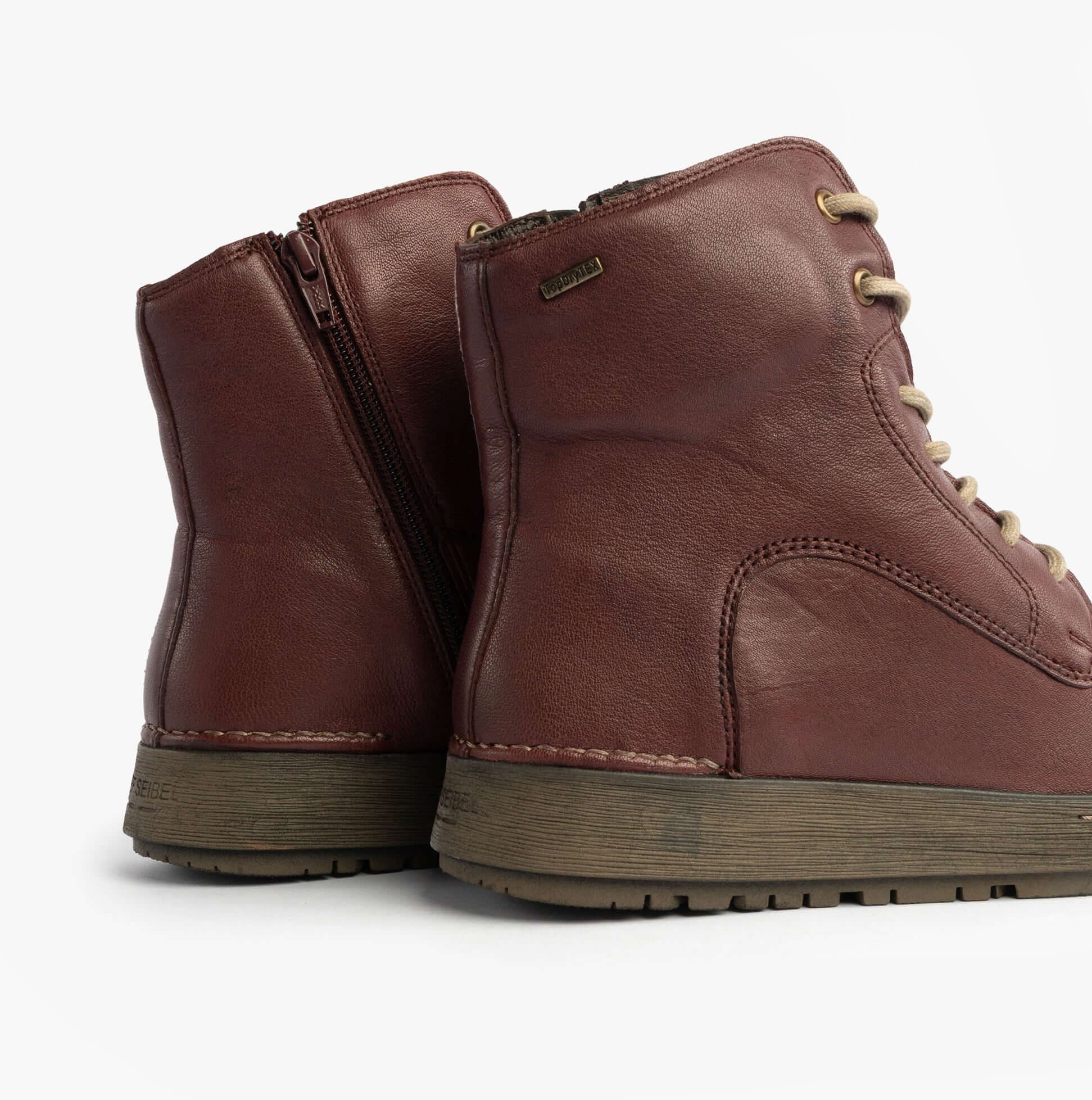 Josef Seibel ANNA 51 Women Boots Plum back view showing leather, lace-up, and zip-up features.