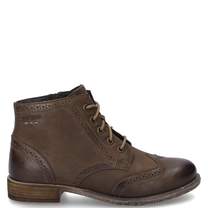 Josef Seibel SIENNA 75 Womens Boots Camel side view of ankle boots with lace-up design and round toe.