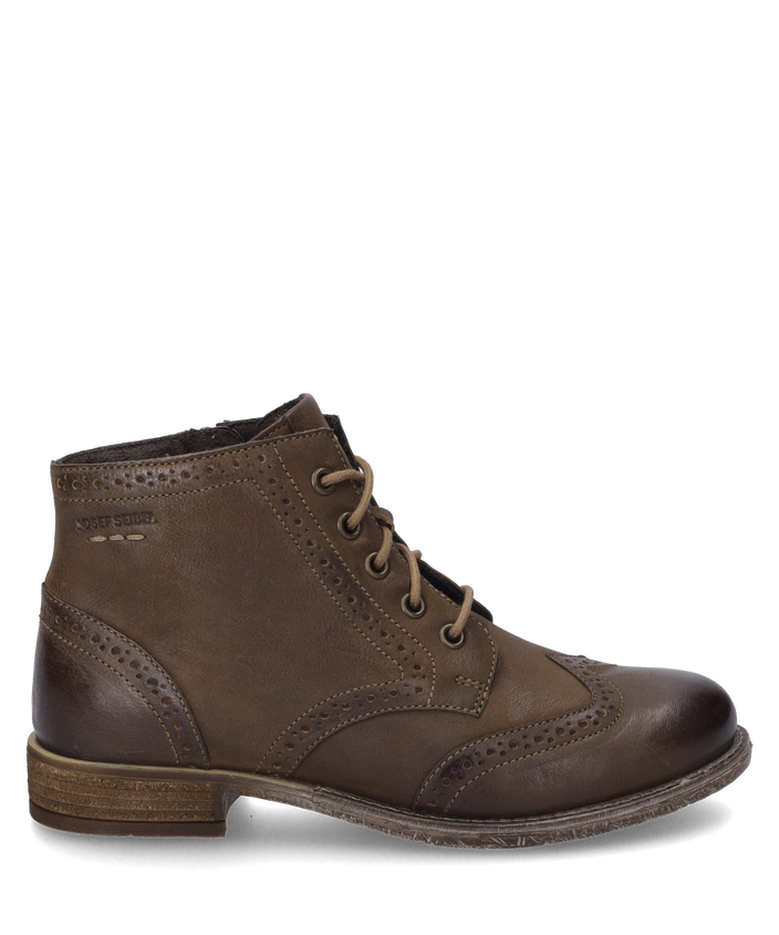 Josef Seibel SIENNA 75 Womens Boots Camel side view showing leather ankle boots with lace-up closure.