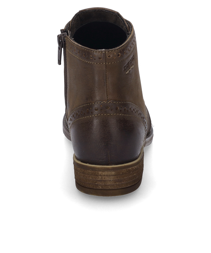 Josef Seibel SIENNA 75 Womens Boots Camel back view showing leather upper and low heel design.