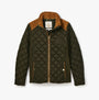 Joules BRAEMAR LUXE Womens Quilted Jacket Green, front view, featuring diamond quilted design and suedette shoulders.
