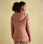 Joules KENLEY Womens Showerproof Hooded Puffer Jacket Pink back view showcasing padded design and hood.
