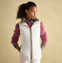 Joules BECKLEY Womens Padded Showerproof Gilet White front view with detachable faux fur collar