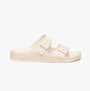 Joules SUNSEEKER Womens Sliders White side view with two adjustable buckles on a flat EVA sole.