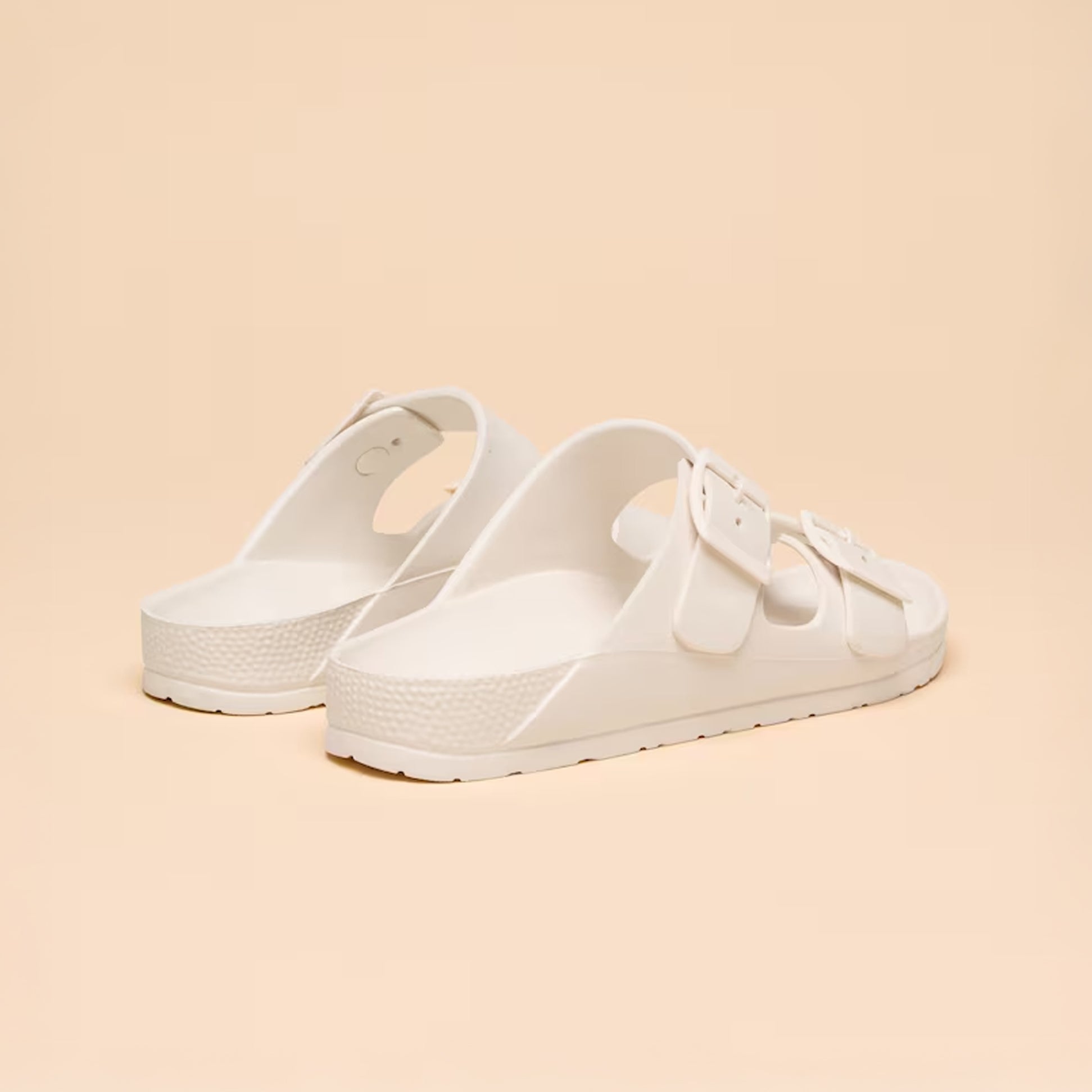 Joules SUNSEEKER Womens Sliders White back view showcasing lightweight EVA material and slip-on design.