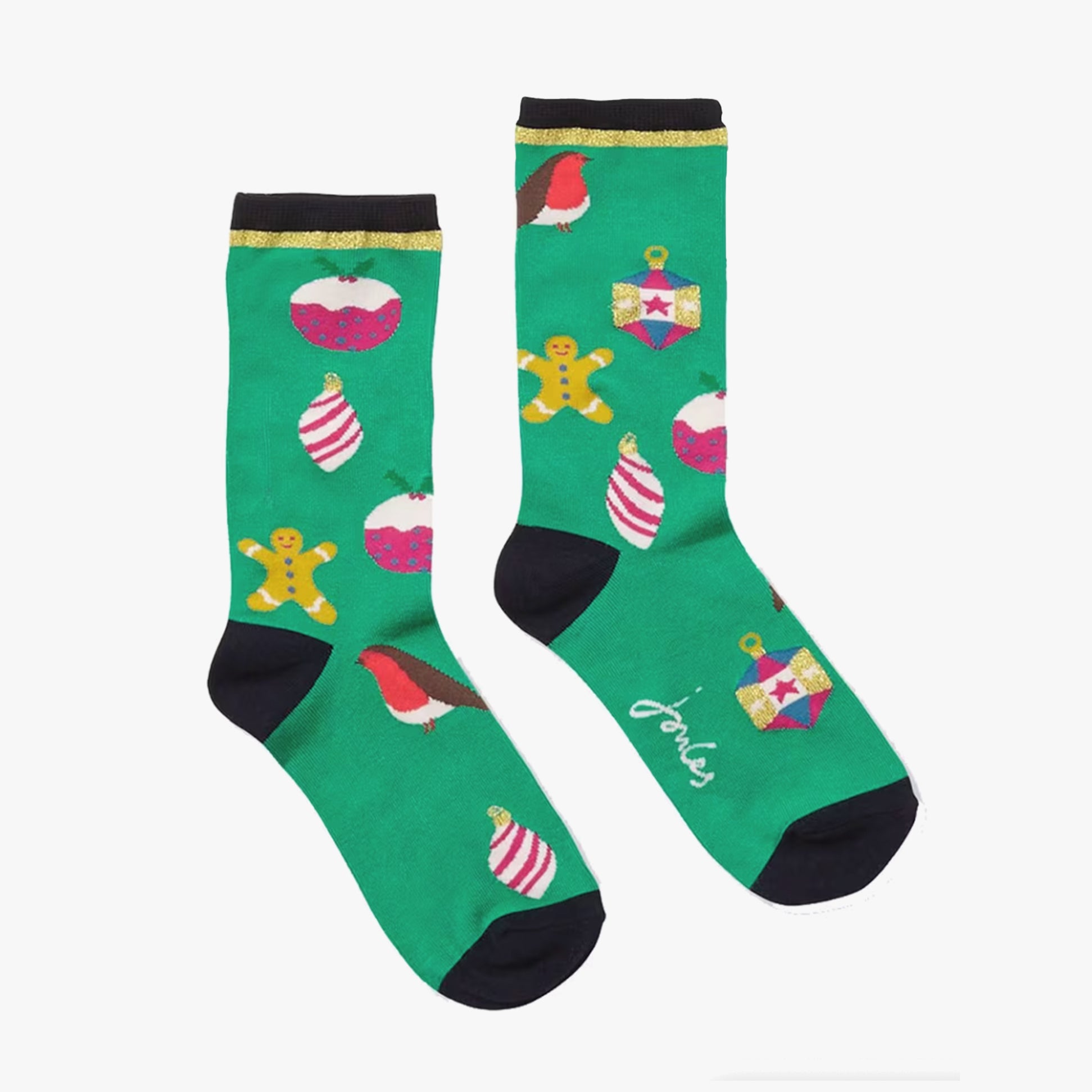 Joules GIFT SOCK Womens Socks Green Xmas: UK 4-8