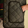 Joules GIBSON Mens Gilet Green detail view highlighting the quilted texture and front pocket design.