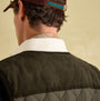 Joules GIBSON Mens Gilet Green back view showcasing corduroy detailing and diamond quilted texture.