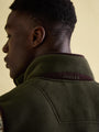 Joules GREENFIELD Mens Gilet Green back view showing funnel neck and logo detail on collar.