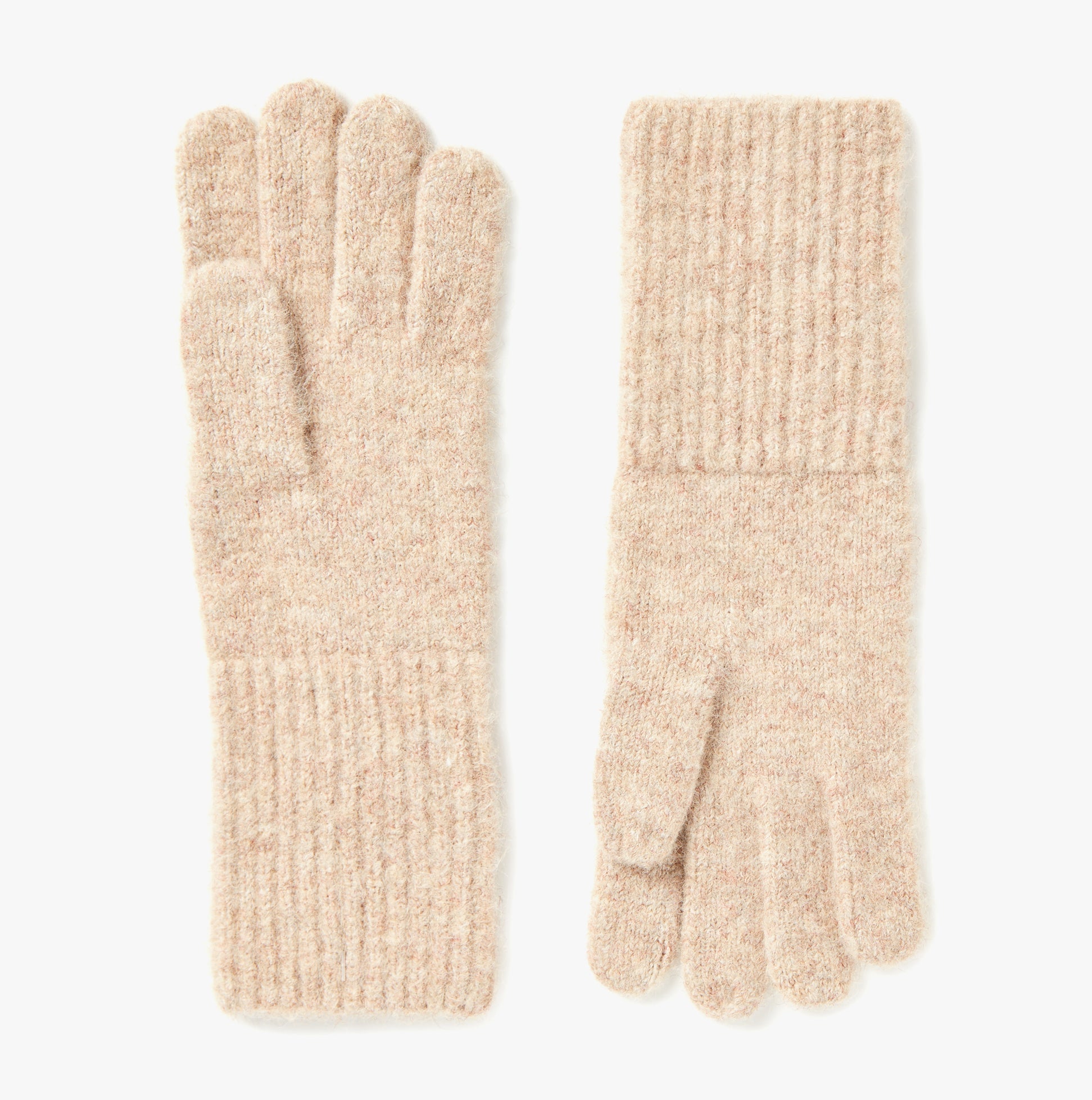 Joules EFFIE Womens Gloves Camel front view showcasing soft material and ribbed cuff design.
