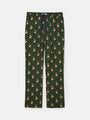 Joules DOZER Pyjama Bottoms Fenton Fox front view showing green fabric with fox patterns and elasticated waist