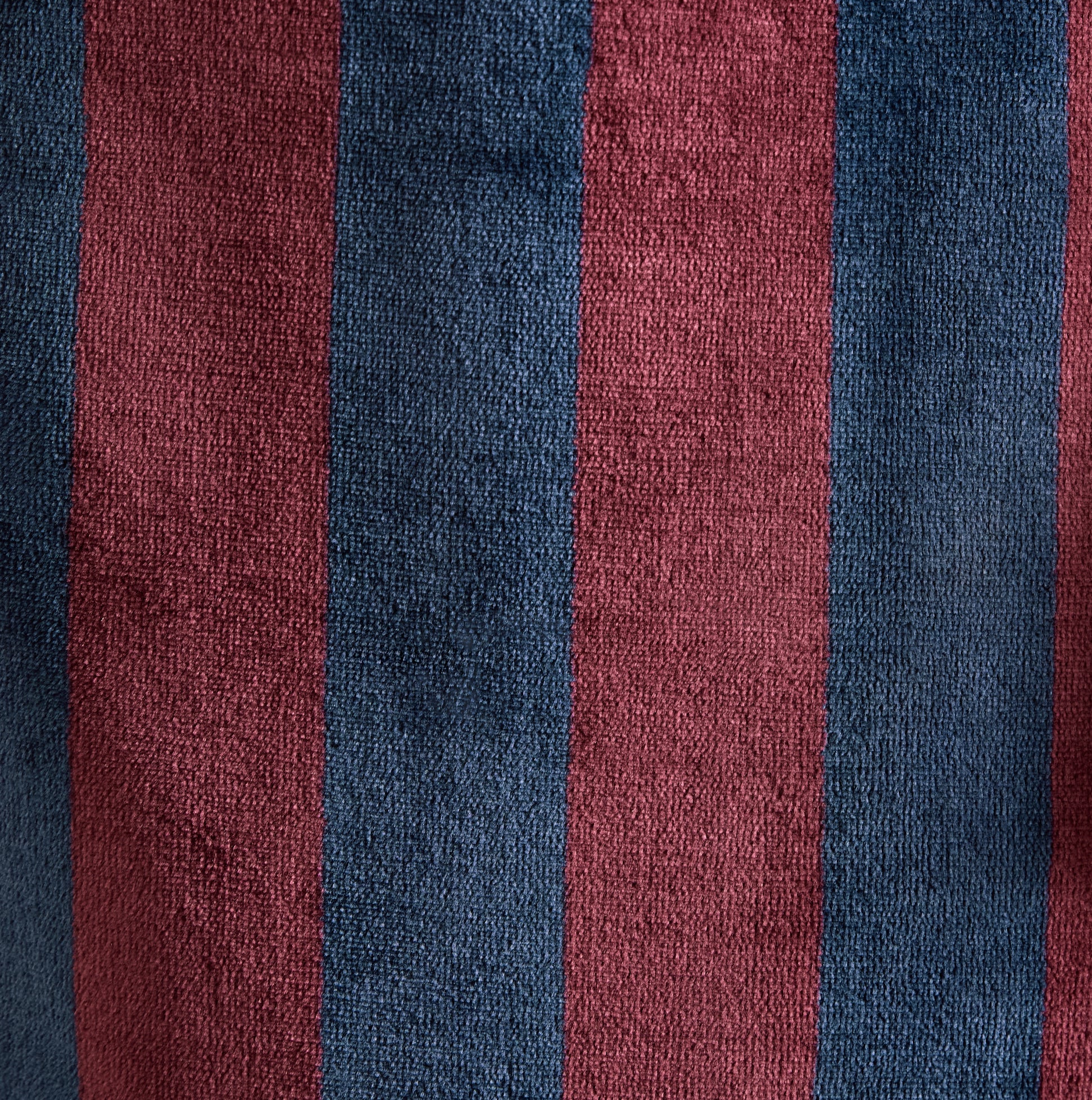 Joules MONTAGUE Mens Night Gown Navy Port Stripe detail view showcasing soft striped fabric in navy and port colors.
