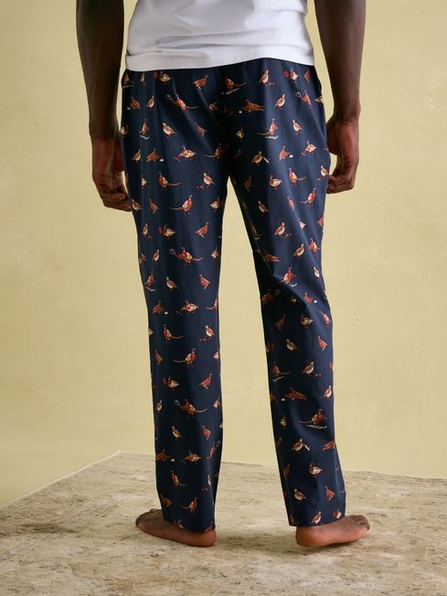 Joules DOZER Pyjama Bottoms Game Birds back view showing relaxed fit and game bird pattern.