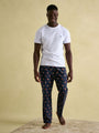 Joules DOZER Pyjama Bottoms Game Birds front view worn by model, featuring relaxed fit and side pockets.